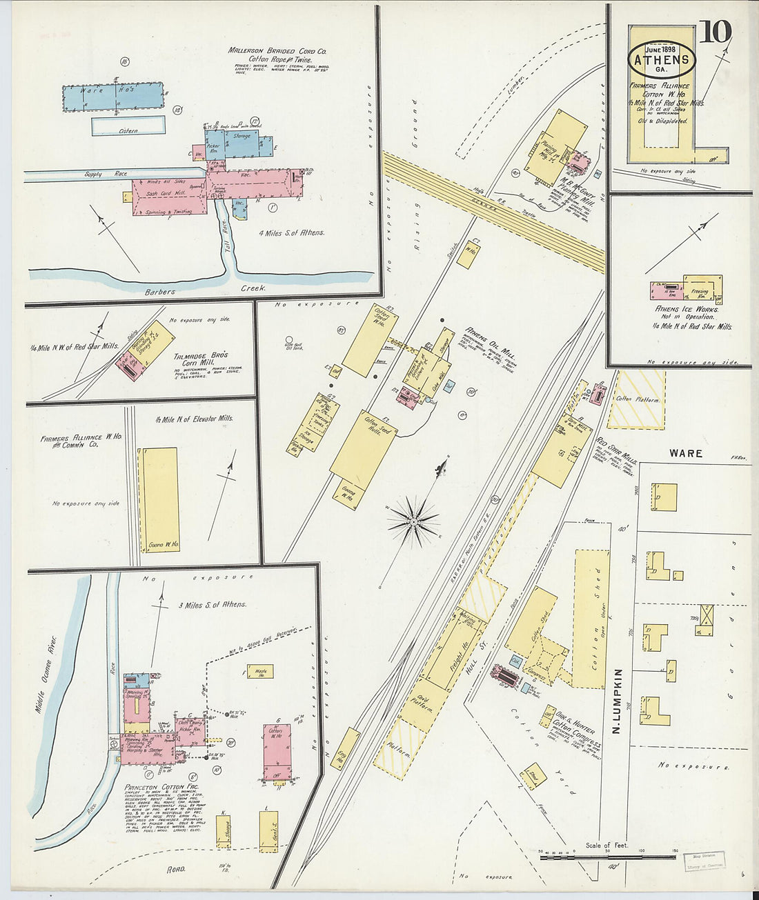 This old map of Athens, Clarke County, Georgia was created by Sanborn Map Company in 1898