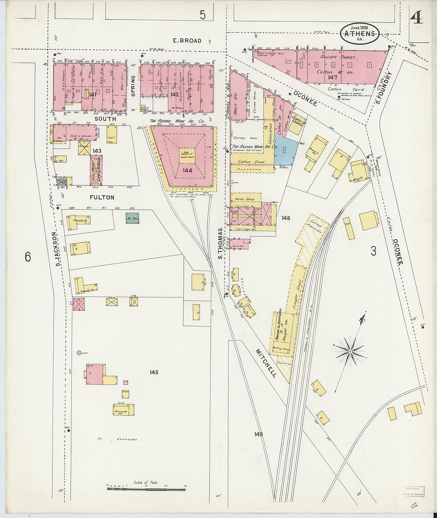 This old map of Athens, Clarke County, Georgia was created by Sanborn Map Company in 1898