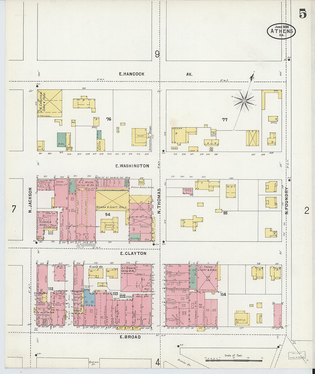 This old map of Athens, Clarke County, Georgia was created by Sanborn Map Company in 1898