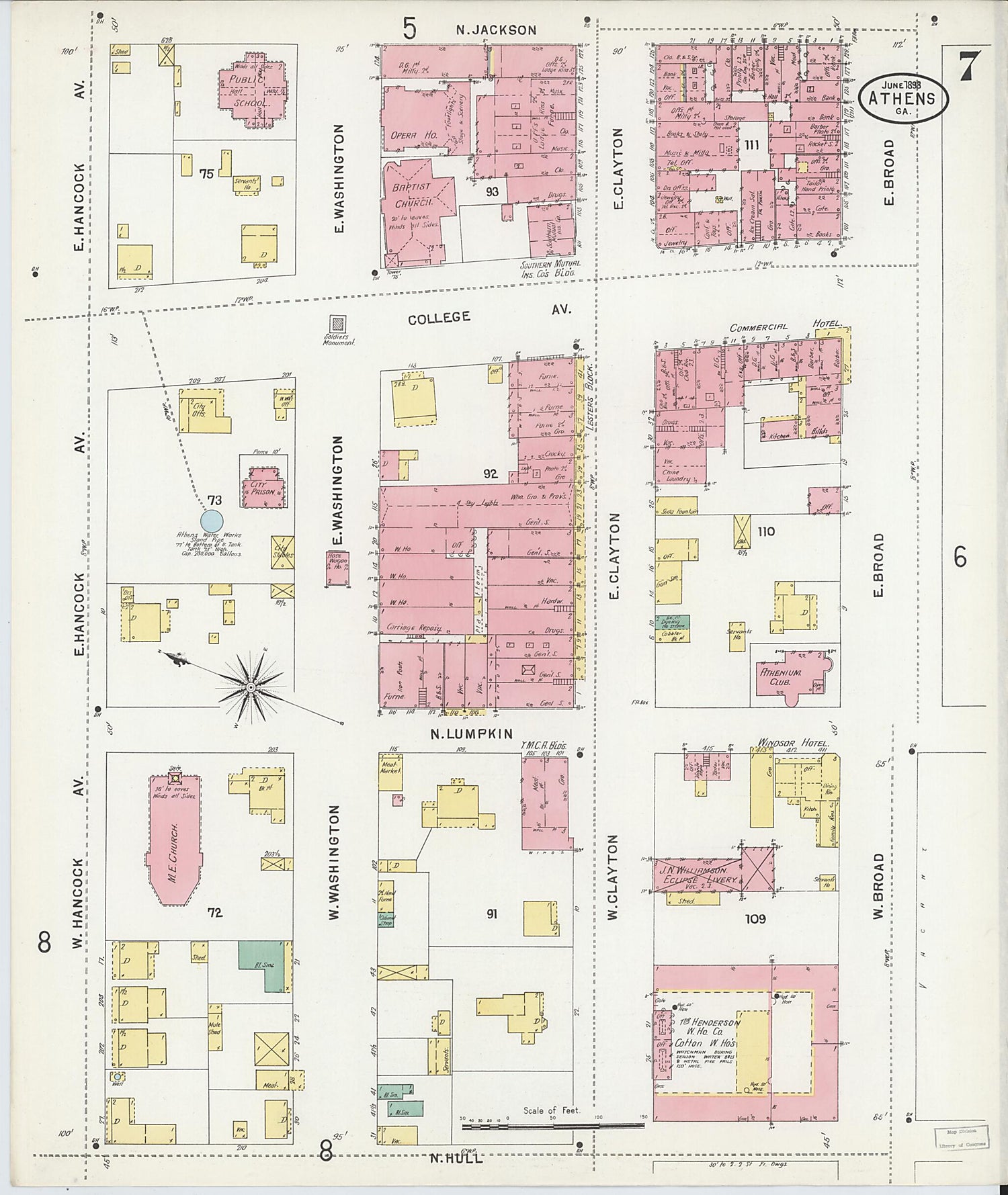 This old map of Athens, Clarke County, Georgia was created by Sanborn Map Company in 1898