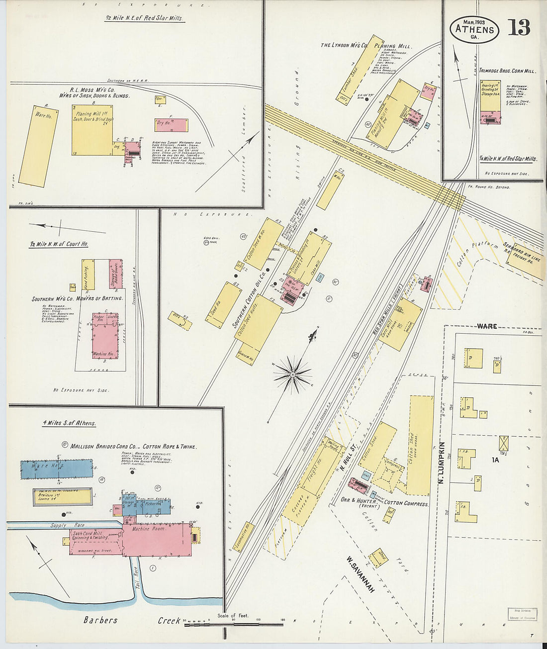 This old map of Athens, Clarke County, Georgia was created by Sanborn Map Company in 1903