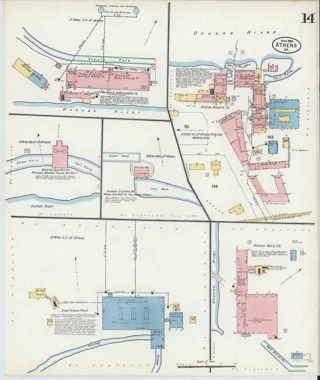 This old map of Athens, Clarke County, Georgia was created by Sanborn Map Company in 1903