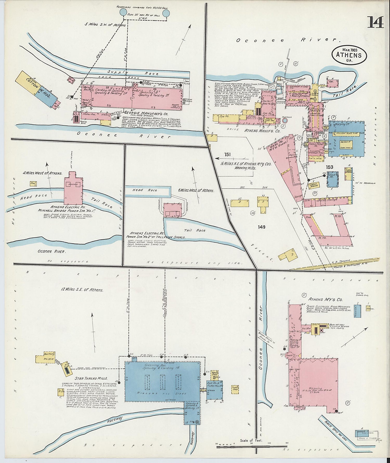 This old map of Athens, Clarke County, Georgia was created by Sanborn Map Company in 1903