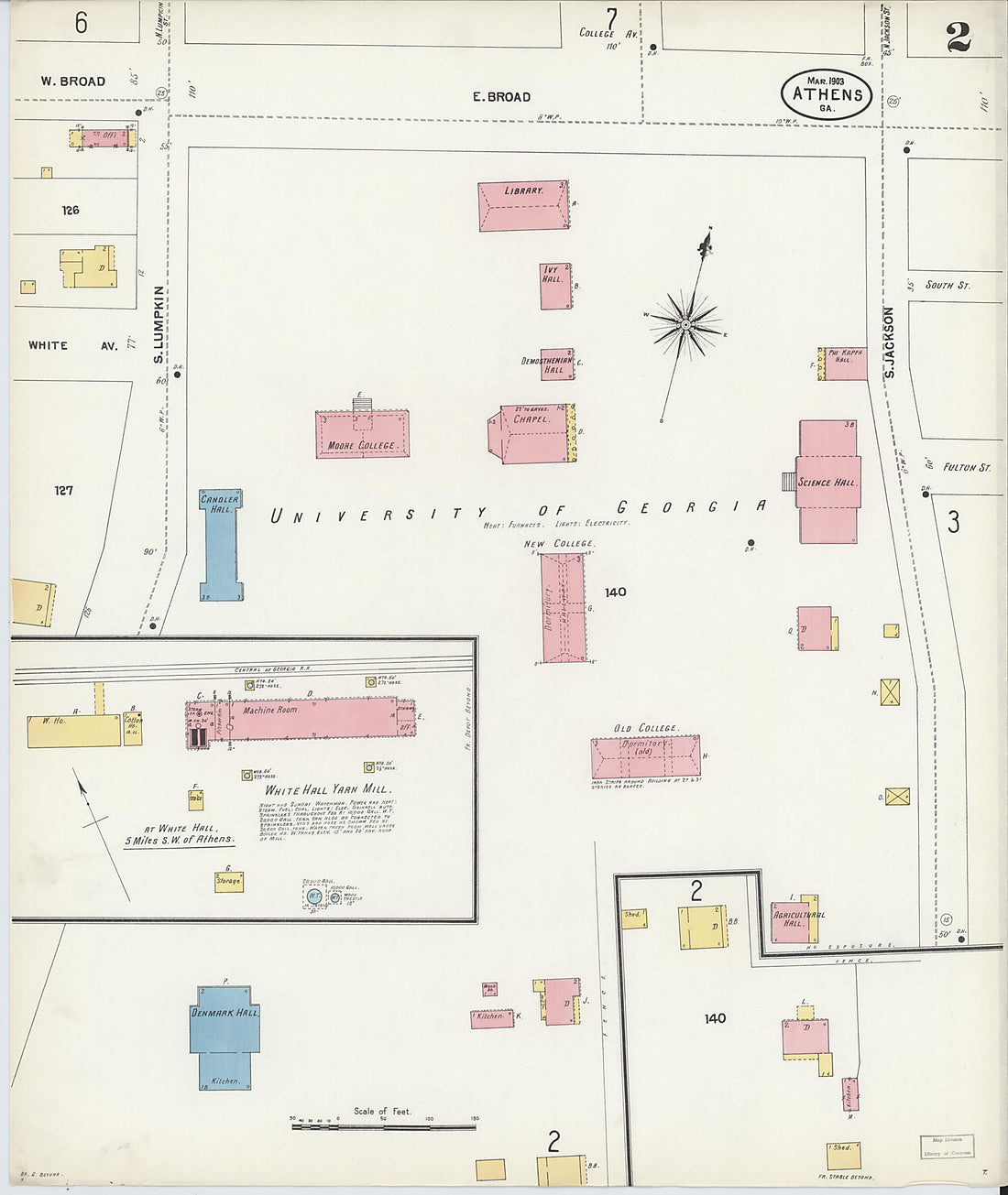 This old map of Athens, Clarke County, Georgia was created by Sanborn Map Company in 1903