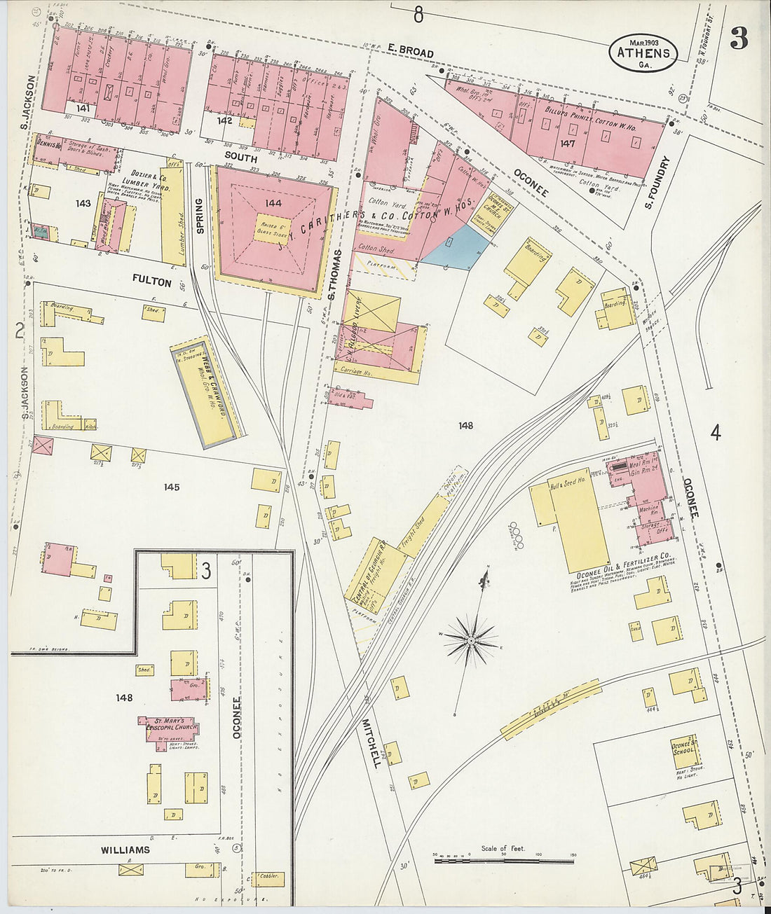 This old map of Athens, Clarke County, Georgia was created by Sanborn Map Company in 1903