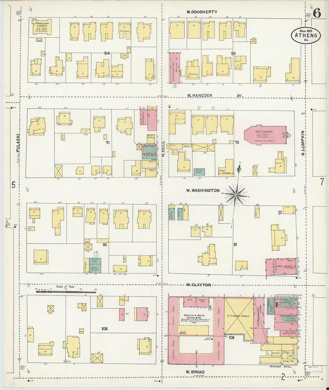 This old map of Athens, Clarke County, Georgia was created by Sanborn Map Company in 1903