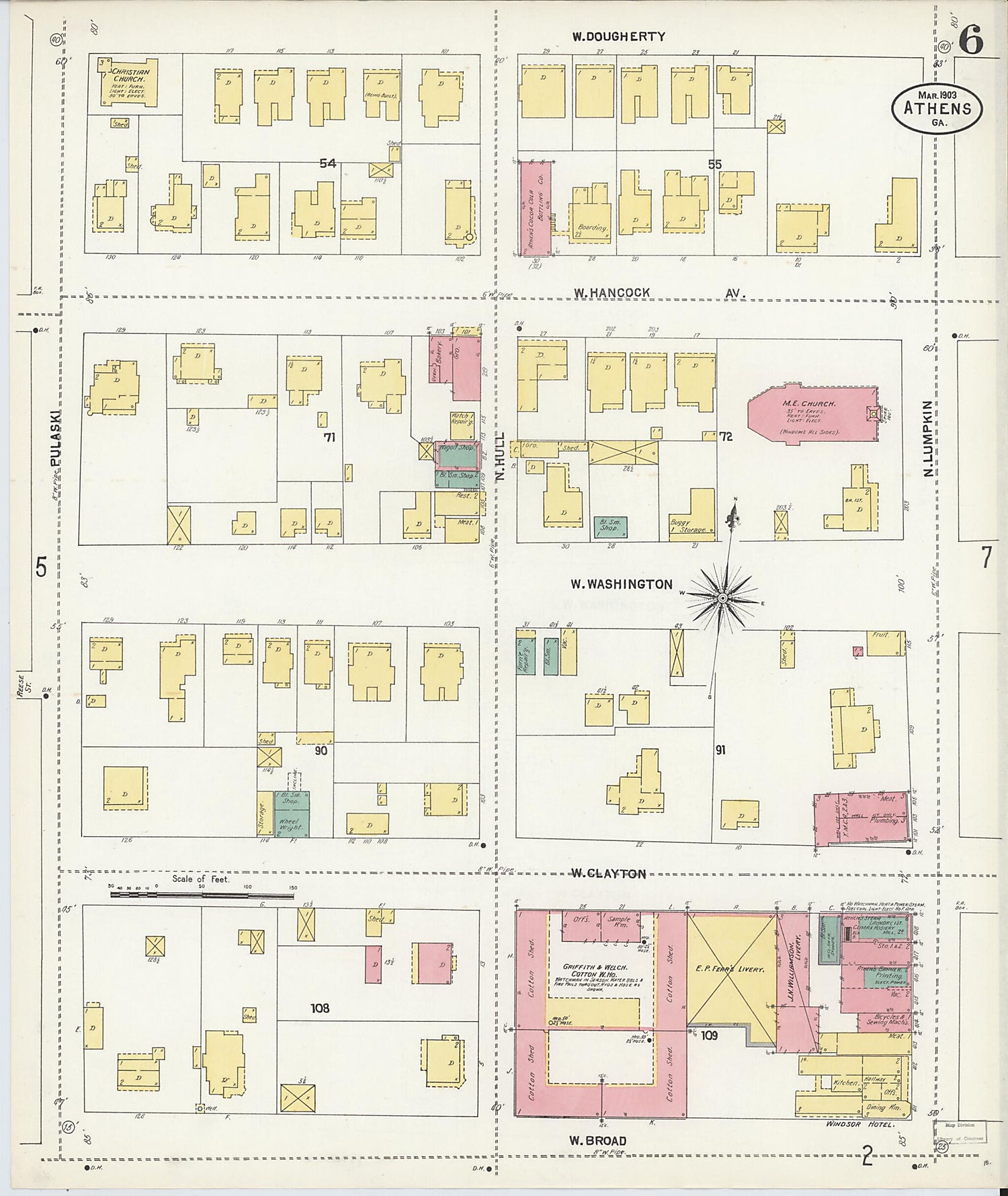 This old map of Athens, Clarke County, Georgia was created by Sanborn Map Company in 1903