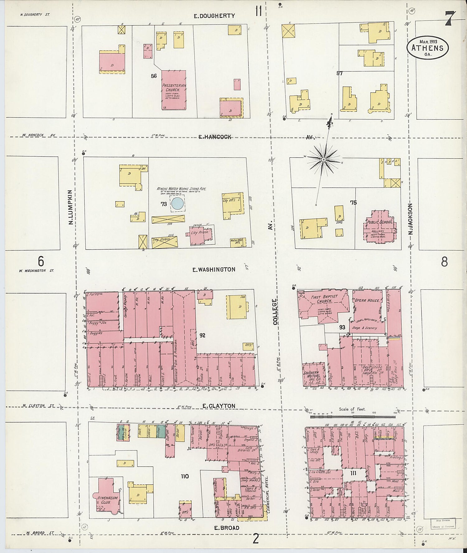 This old map of Athens, Clarke County, Georgia was created by Sanborn Map Company in 1903