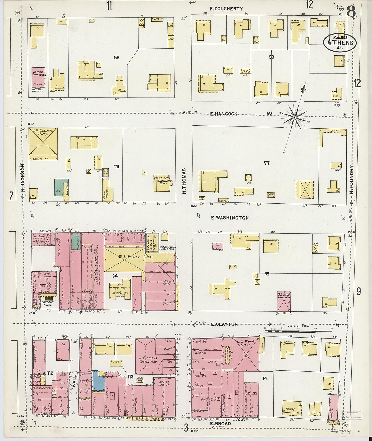 This old map of Athens, Clarke County, Georgia was created by Sanborn Map Company in 1903