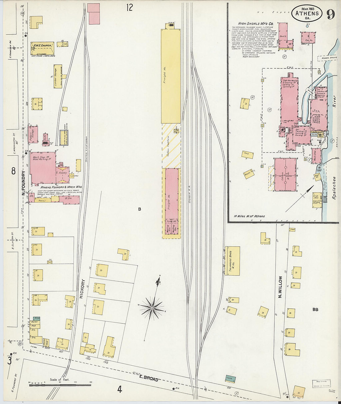 This old map of Athens, Clarke County, Georgia was created by Sanborn Map Company in 1903