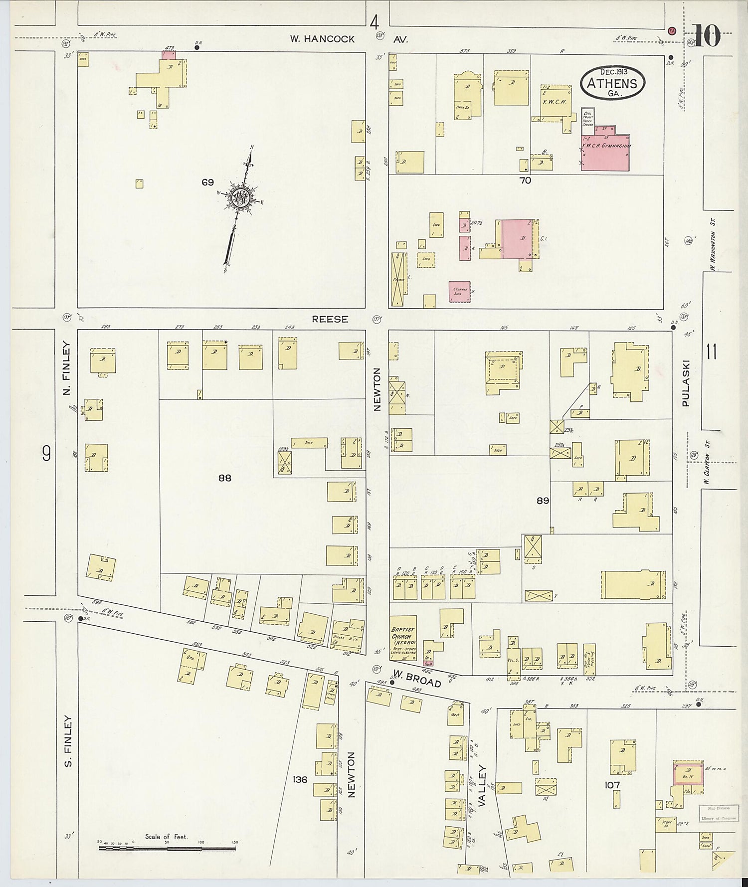 This old map of Athens, Clarke County, Georgia was created by Sanborn Map Company in 1913