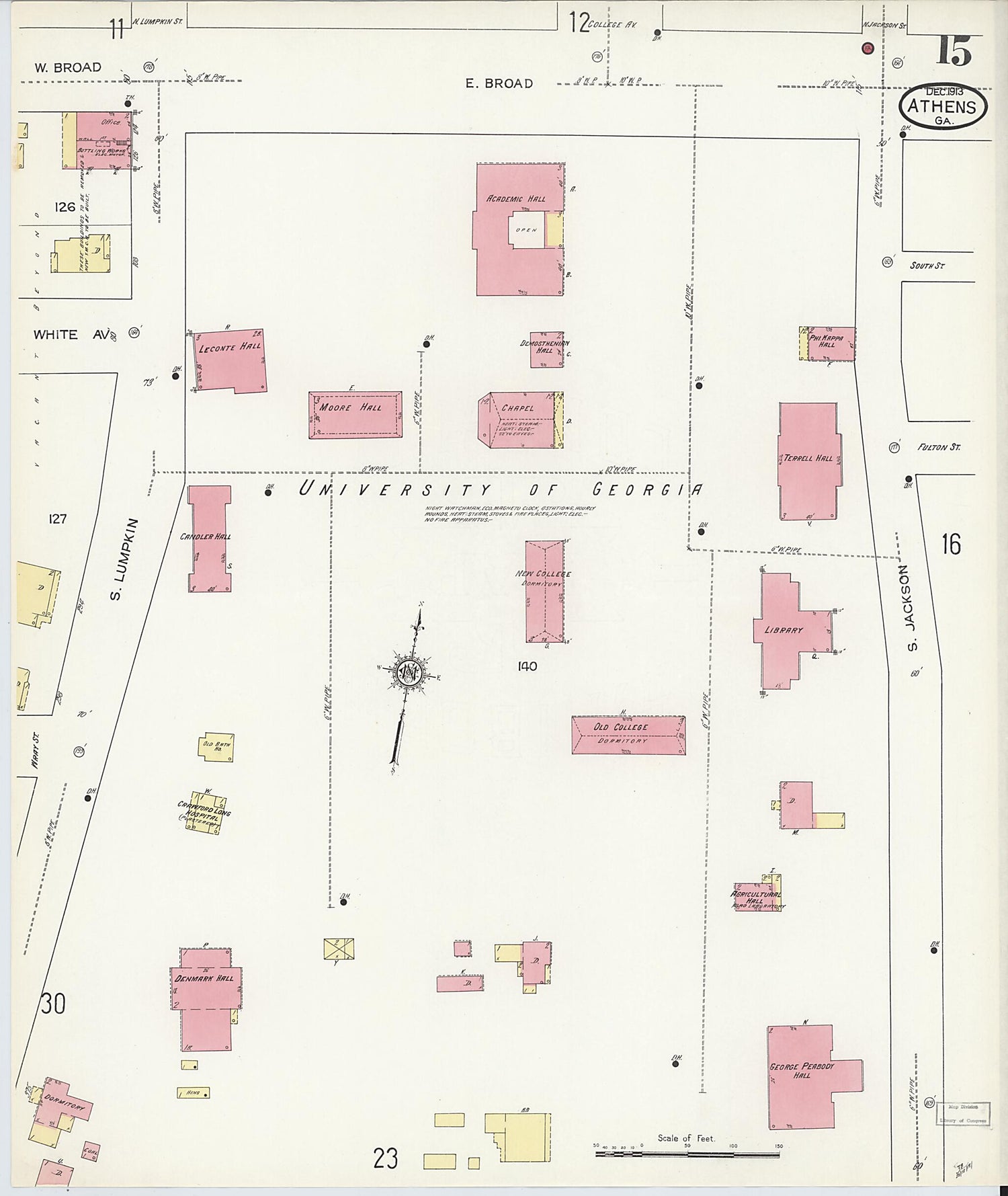 This old map of Athens, Clarke County, Georgia was created by Sanborn Map Company in 1913