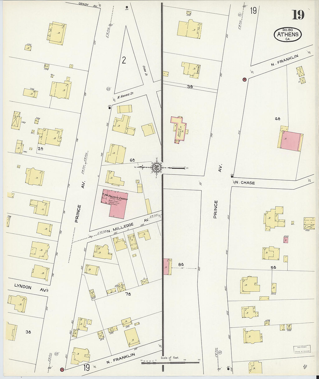 This old map of Athens, Clarke County, Georgia was created by Sanborn Map Company in 1913