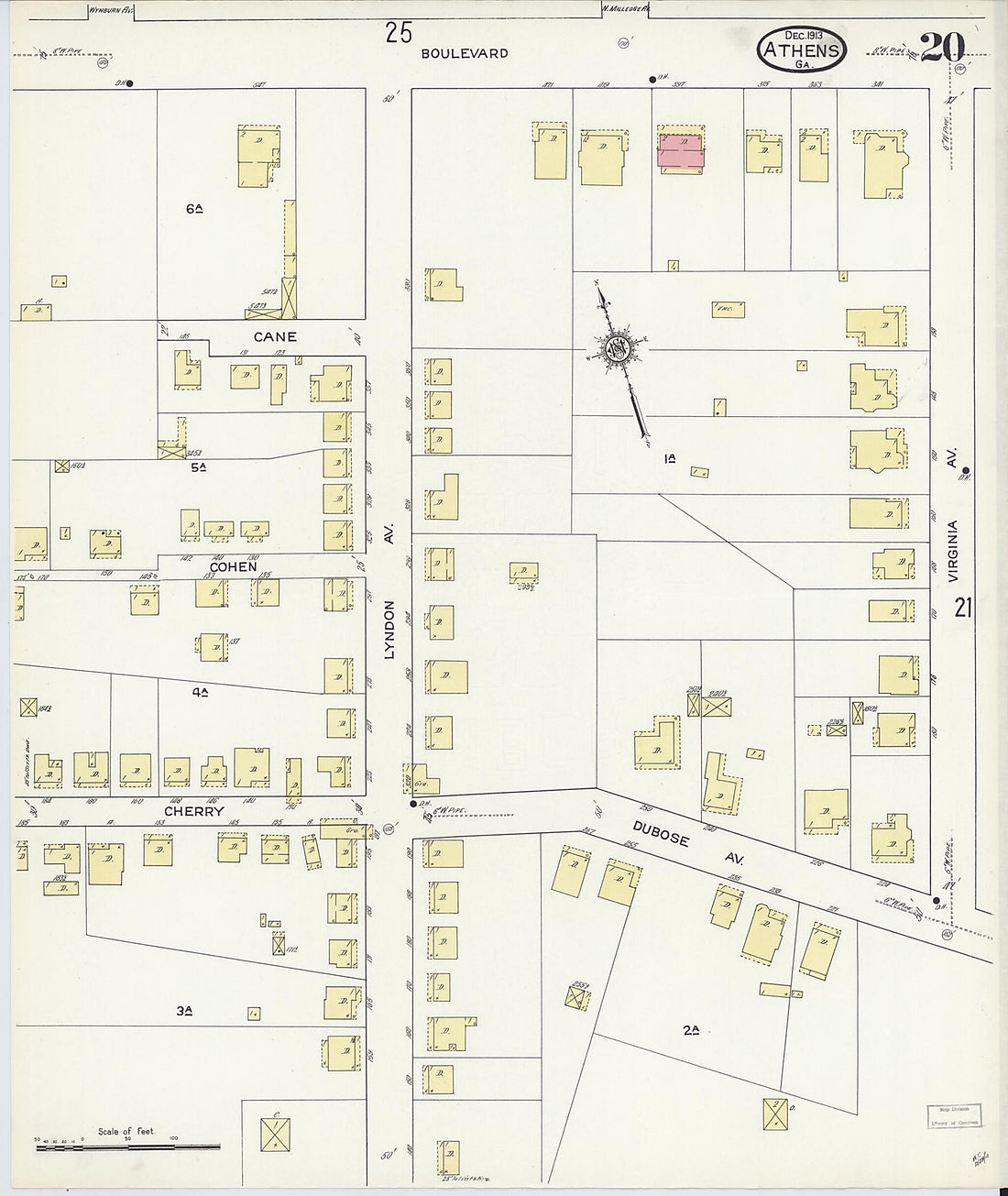 This old map of Athens, Clarke County, Georgia was created by Sanborn Map Company in 1913