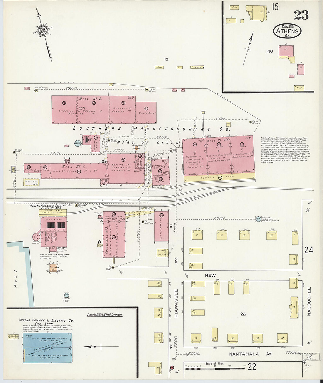 This old map of Athens, Clarke County, Georgia was created by Sanborn Map Company in 1913