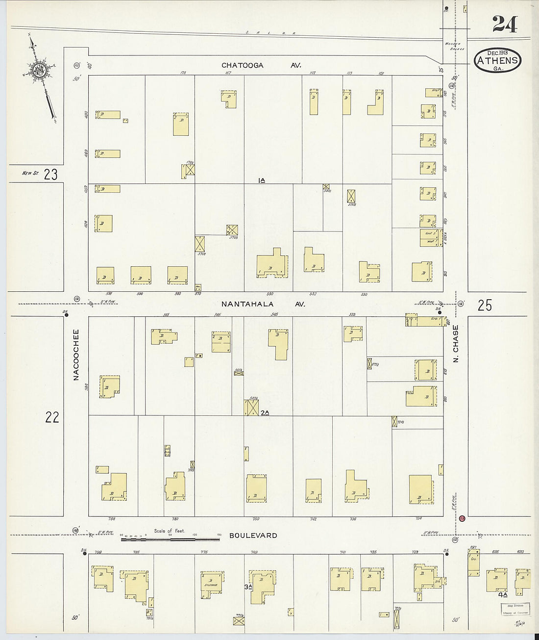 This old map of Athens, Clarke County, Georgia was created by Sanborn Map Company in 1913