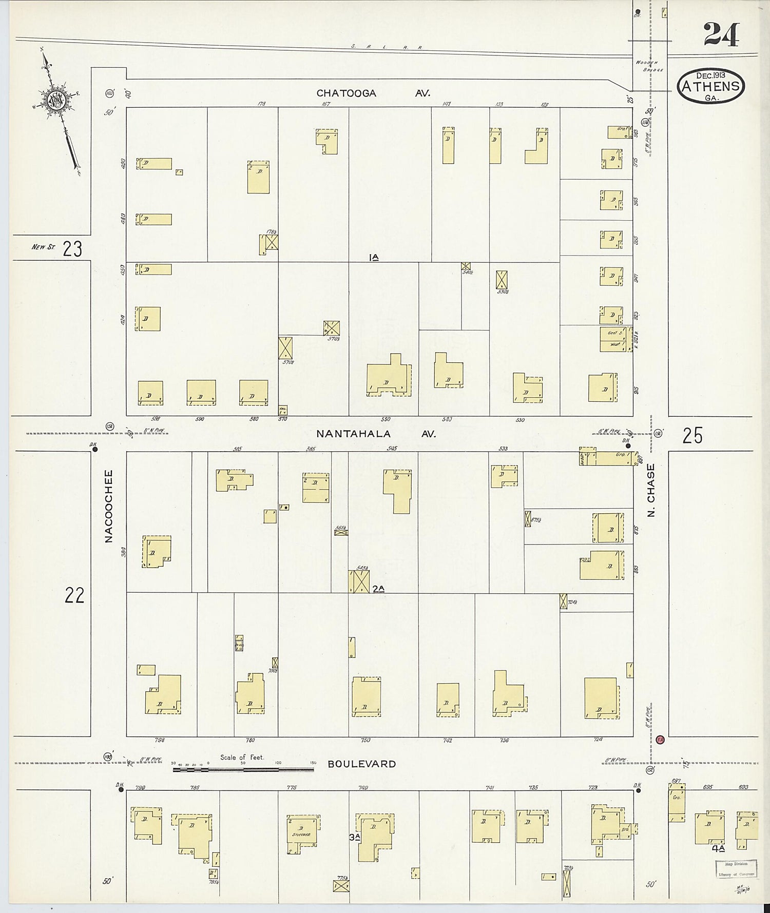 This old map of Athens, Clarke County, Georgia was created by Sanborn Map Company in 1913