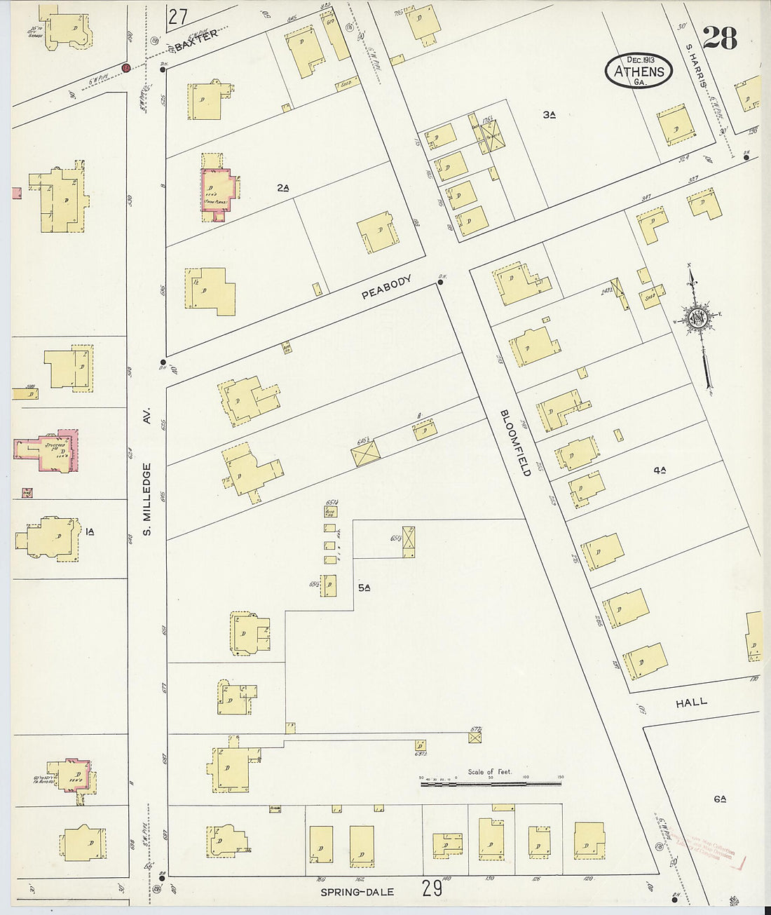 This old map of Athens, Clarke County, Georgia was created by Sanborn Map Company in 1913