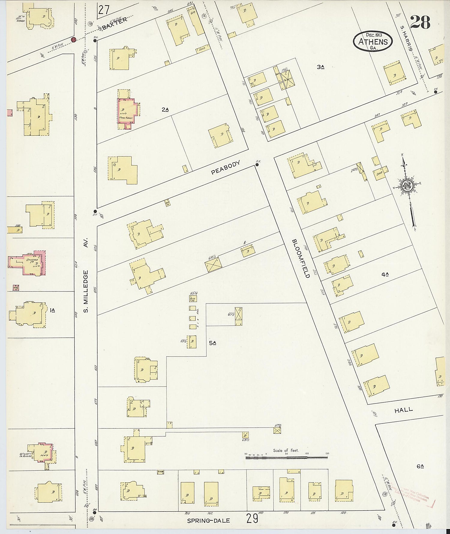 This old map of Athens, Clarke County, Georgia was created by Sanborn Map Company in 1913