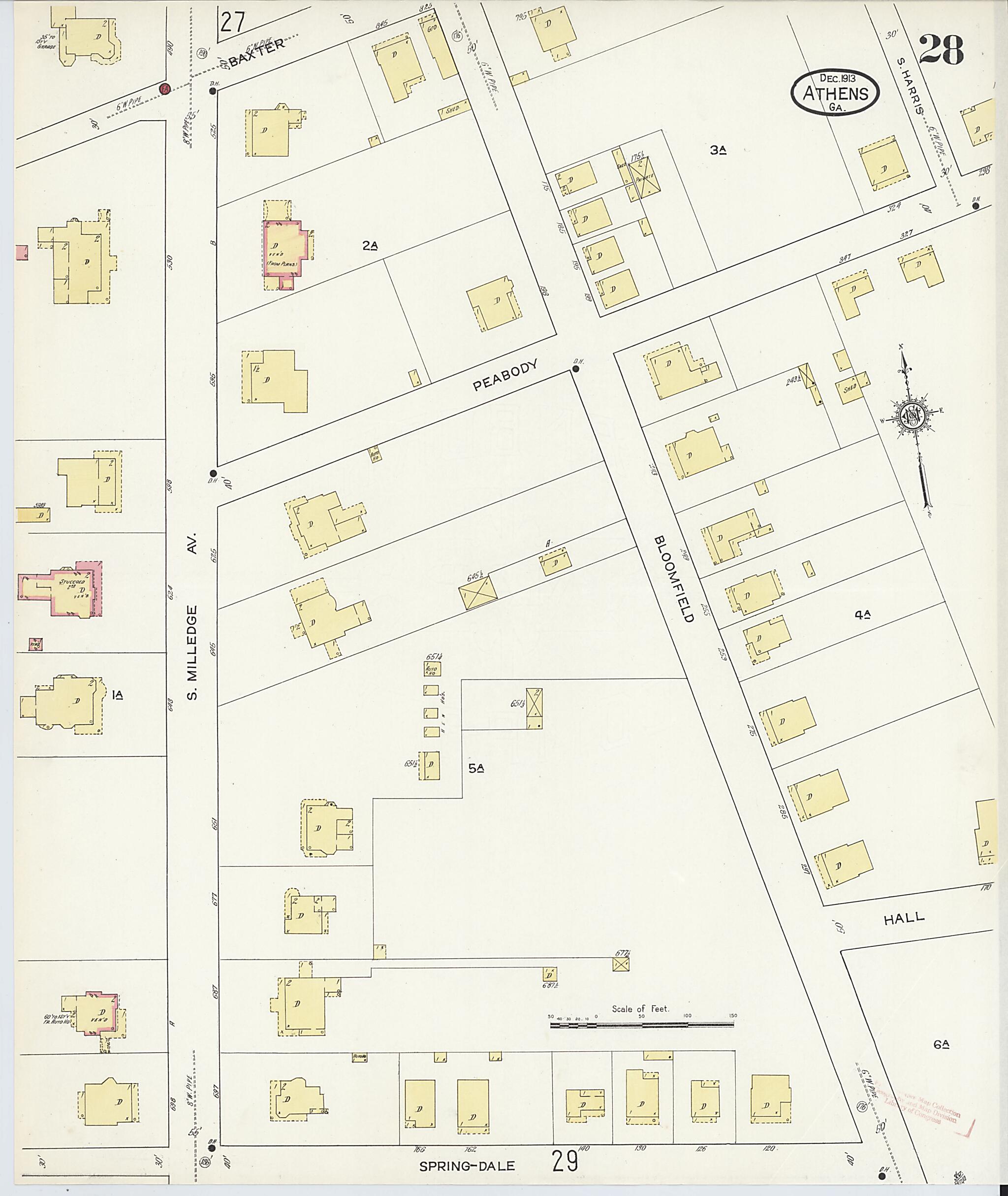 This old map of Athens, Clarke County, Georgia was created by Sanborn Map Company in 1913