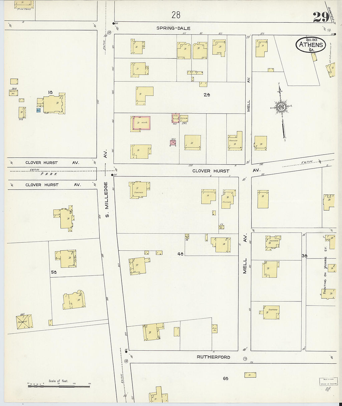 This old map of Athens, Clarke County, Georgia was created by Sanborn Map Company in 1913