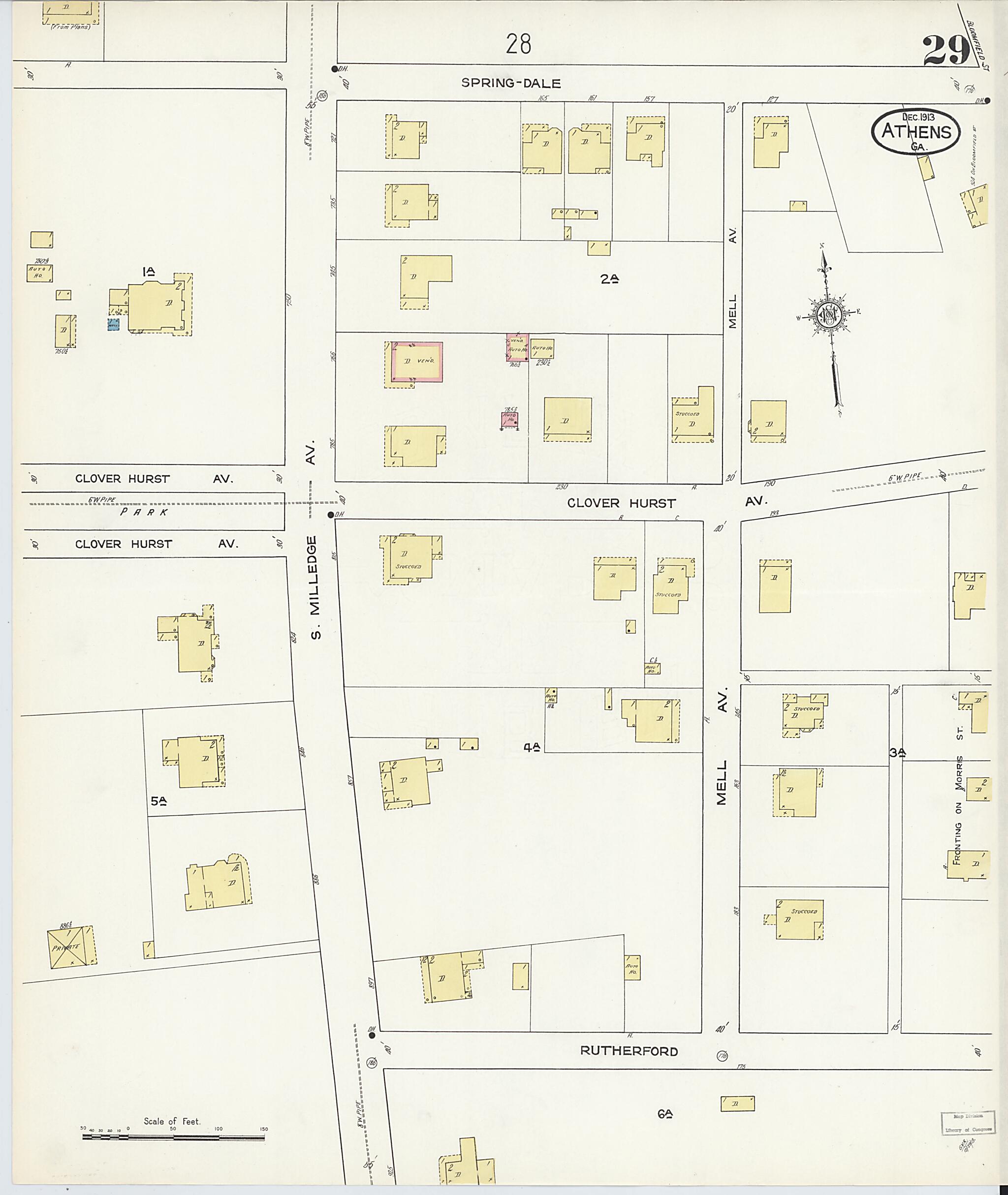 This old map of Athens, Clarke County, Georgia was created by Sanborn Map Company in 1913