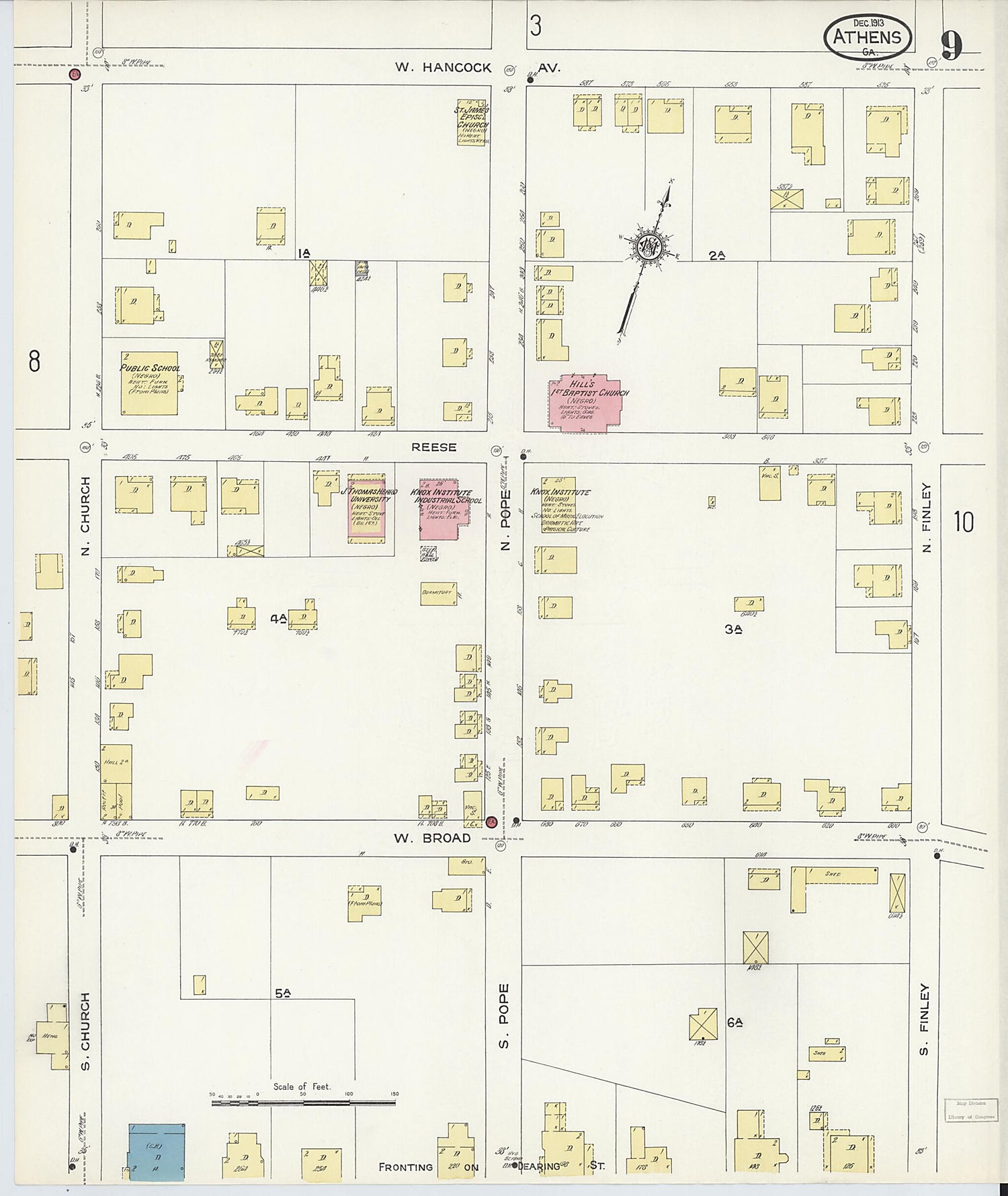 This old map of Athens, Clarke County, Georgia was created by Sanborn Map Company in 1913