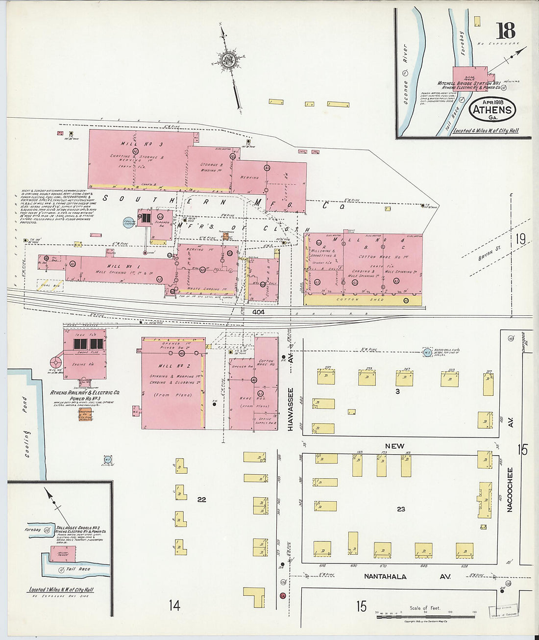 This old map of Athens, Clarke County, Georgia was created by Sanborn Map Company in 1918