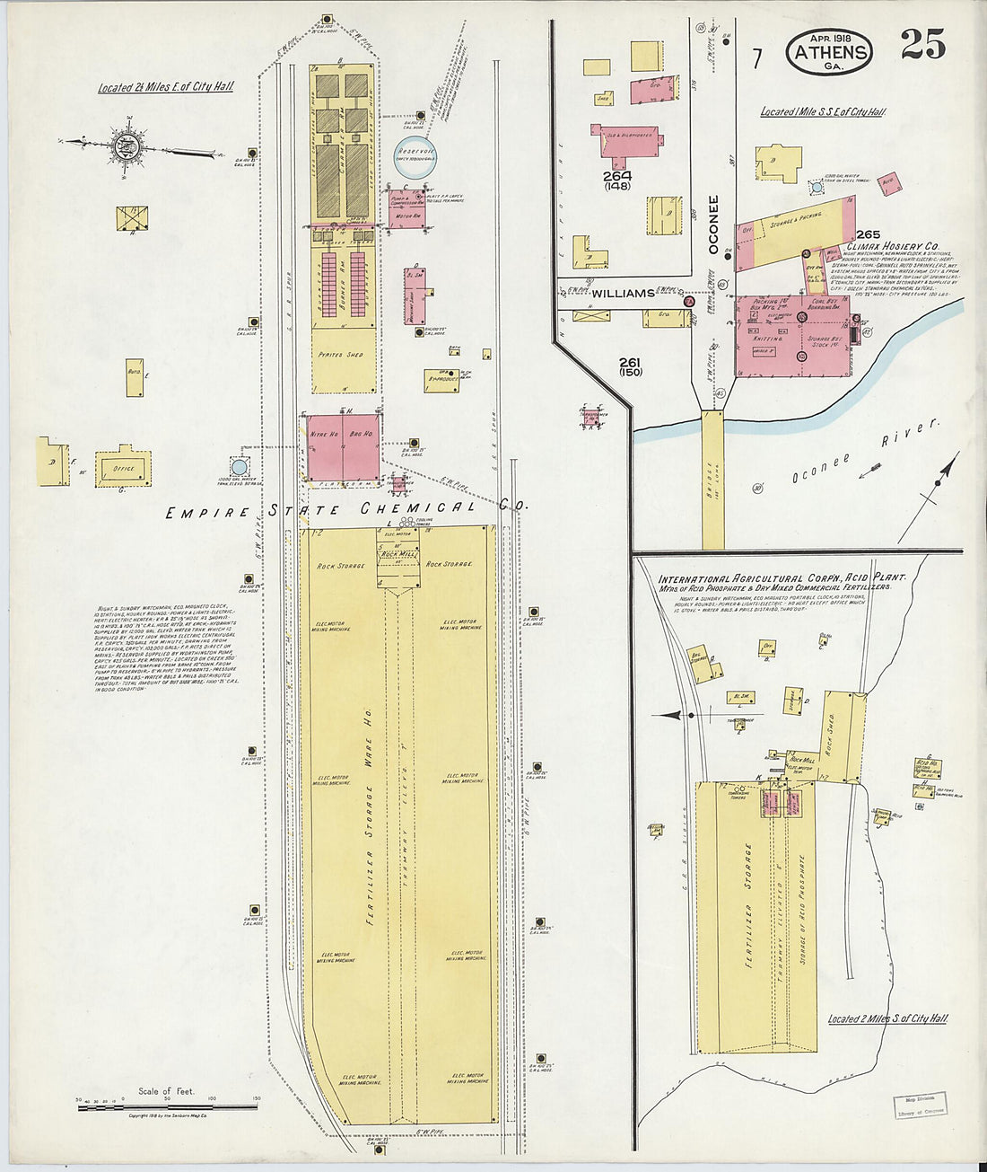 This old map of Athens, Clarke County, Georgia was created by Sanborn Map Company in 1918