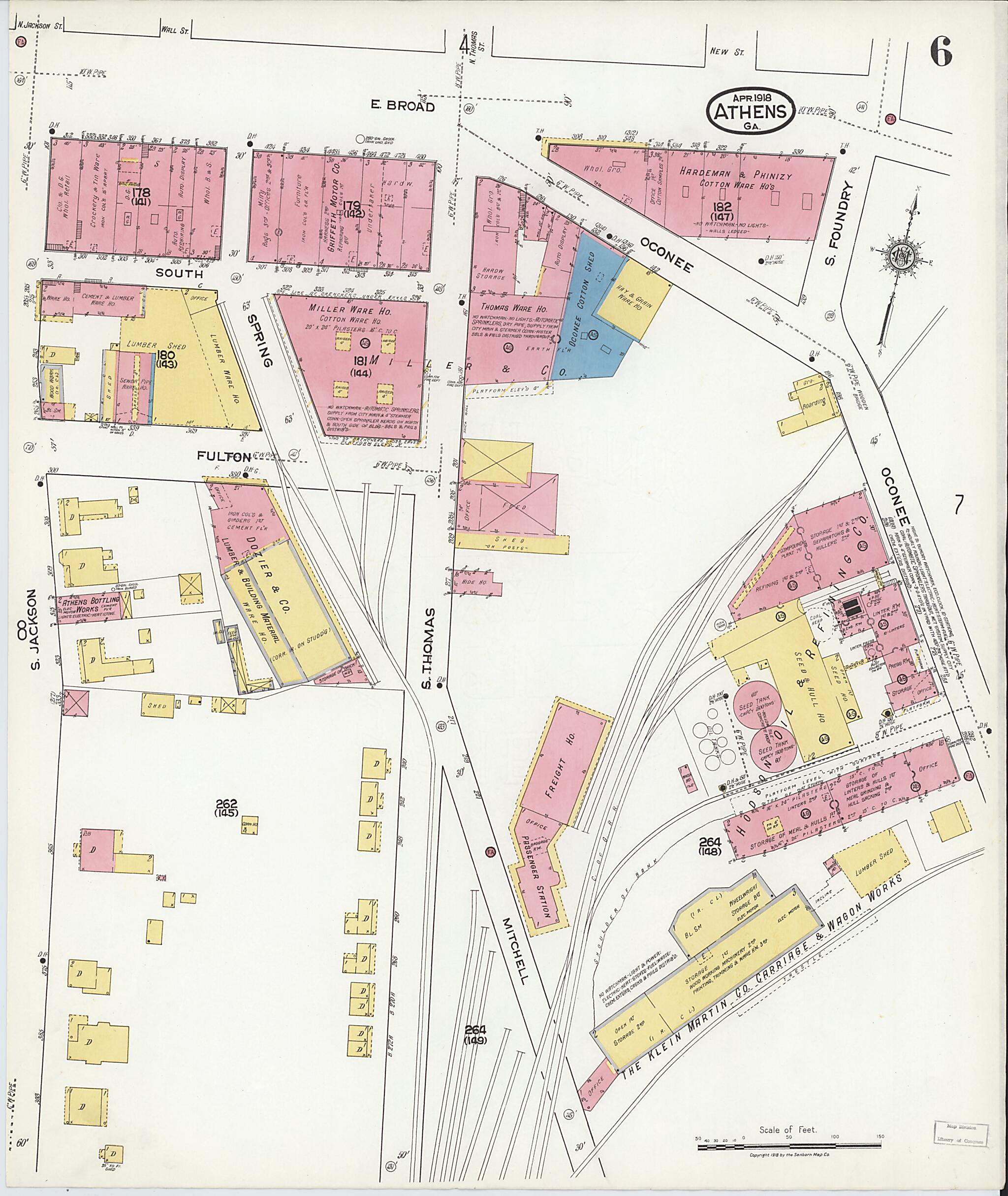 This old map of Athens, Clarke County, Georgia was created by Sanborn Map Company in 1918