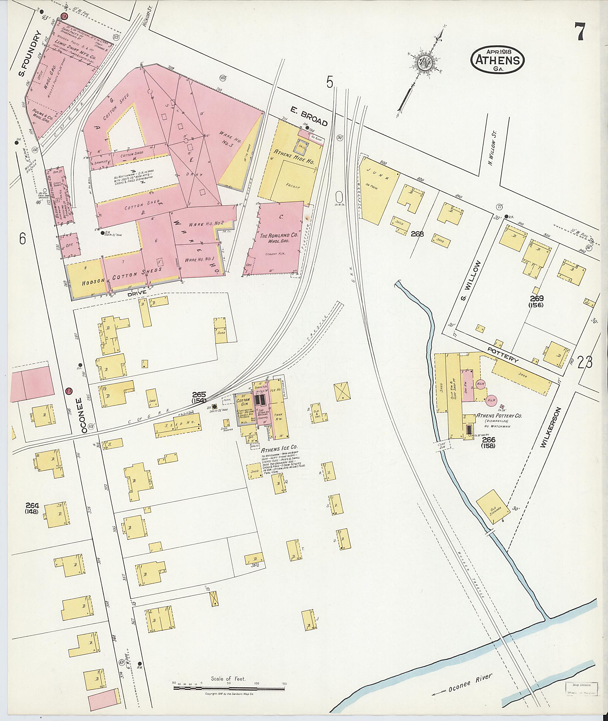 This old map of Athens, Clarke County, Georgia was created by Sanborn Map Company in 1918