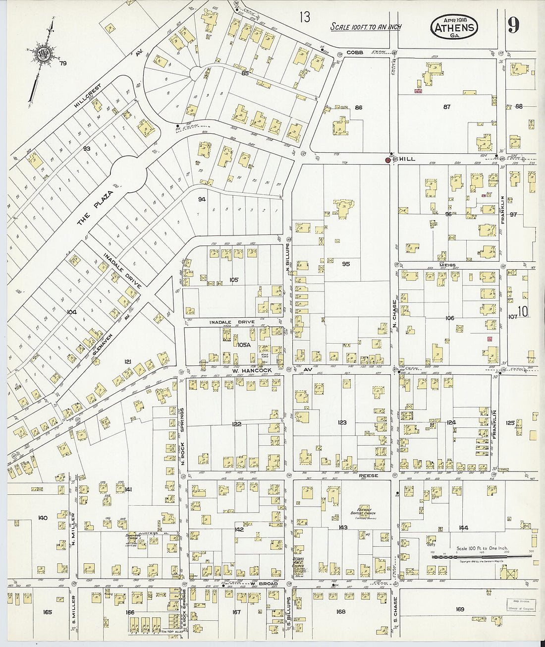 This old map of Athens, Clarke County, Georgia was created by Sanborn Map Company in 1918