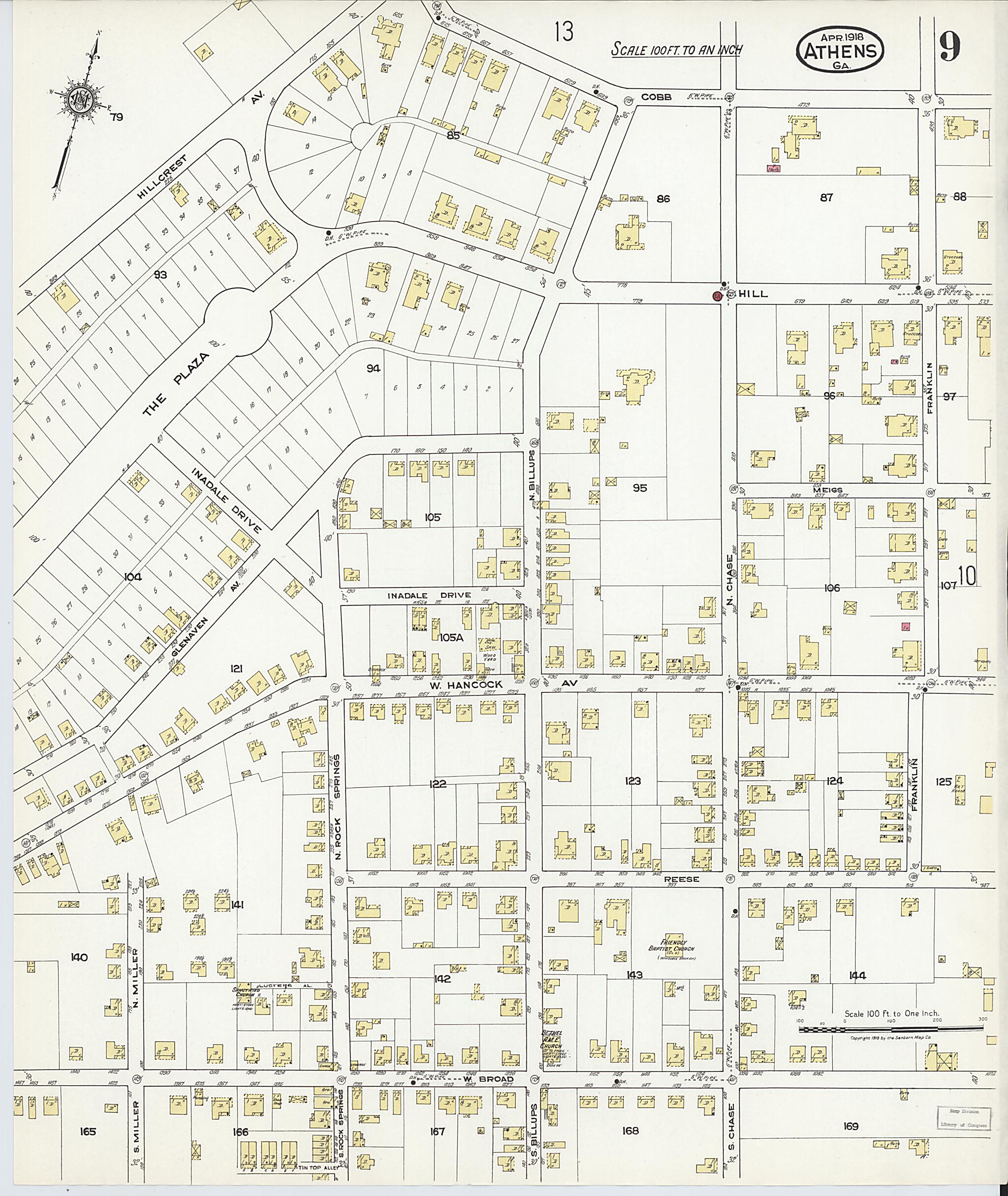 This old map of Athens, Clarke County, Georgia was created by Sanborn Map Company in 1918