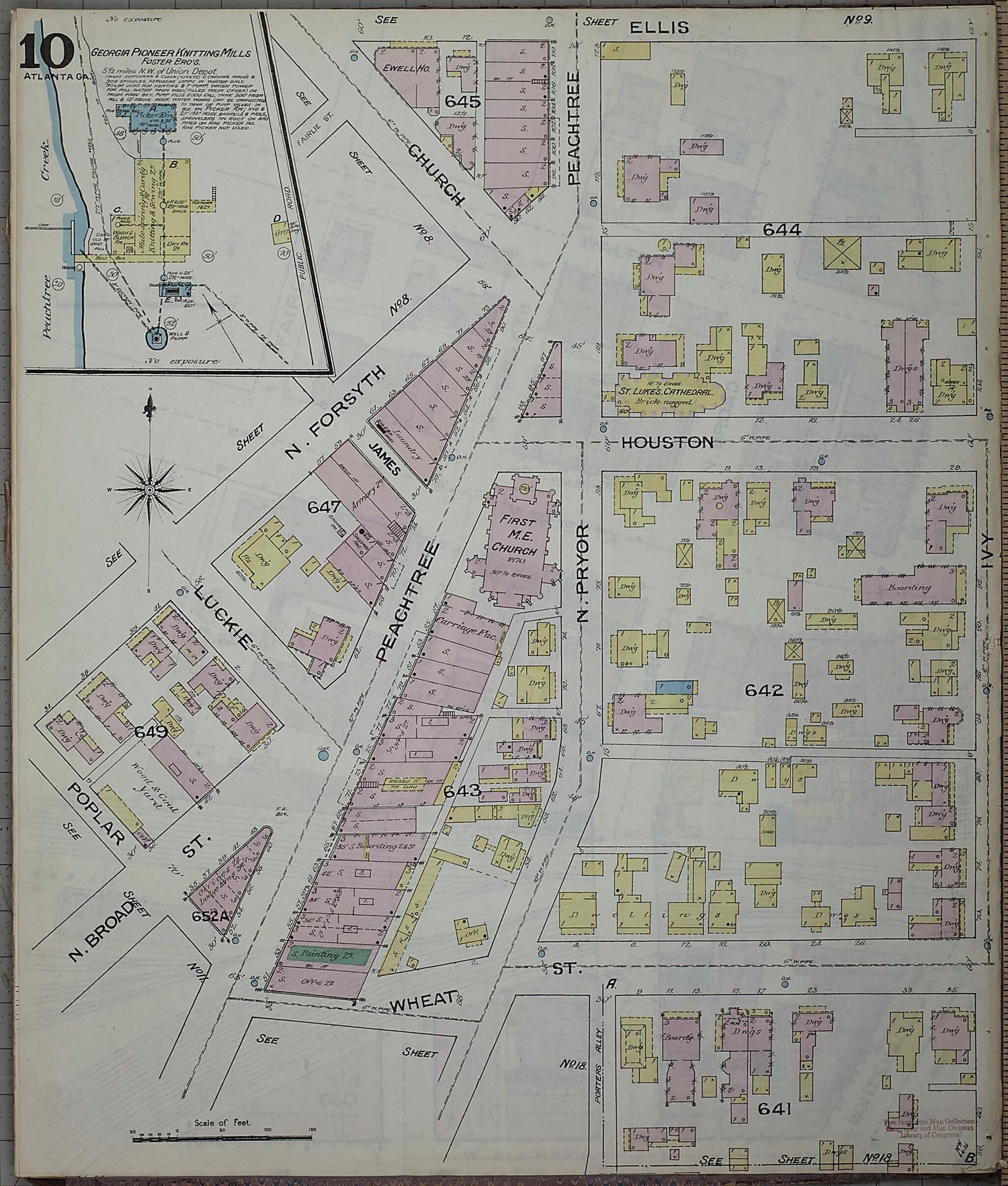 This old map of Atlanta, Fulton County, Georgia was created by Sanborn Map Company in 1886