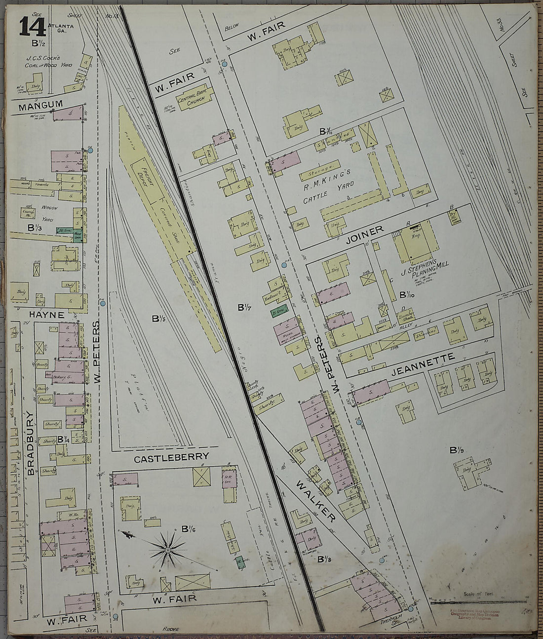 This old map of Atlanta, Fulton County, Georgia was created by Sanborn Map Company in 1886