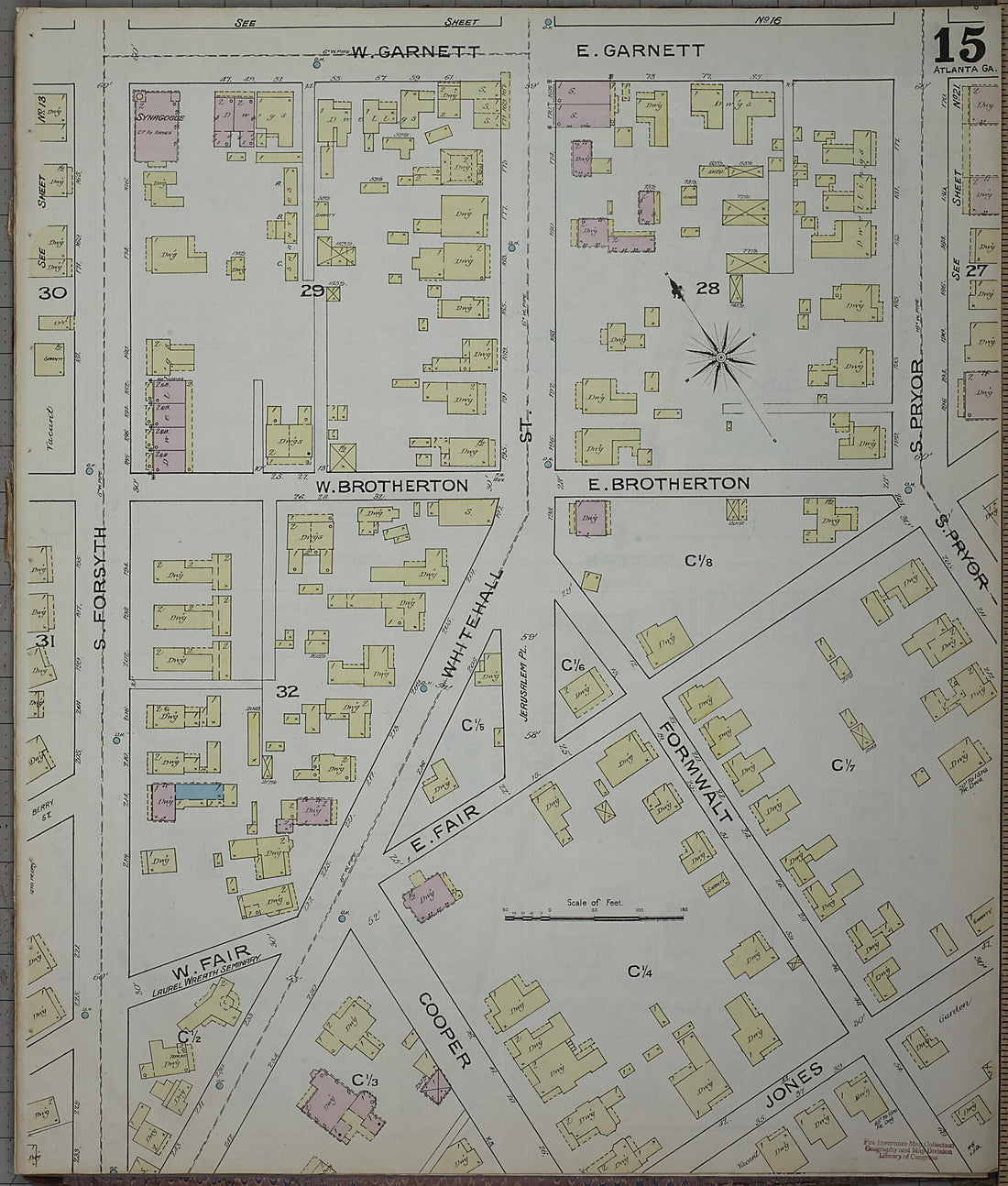 This old map of Atlanta, Fulton County, Georgia was created by Sanborn Map Company in 1886