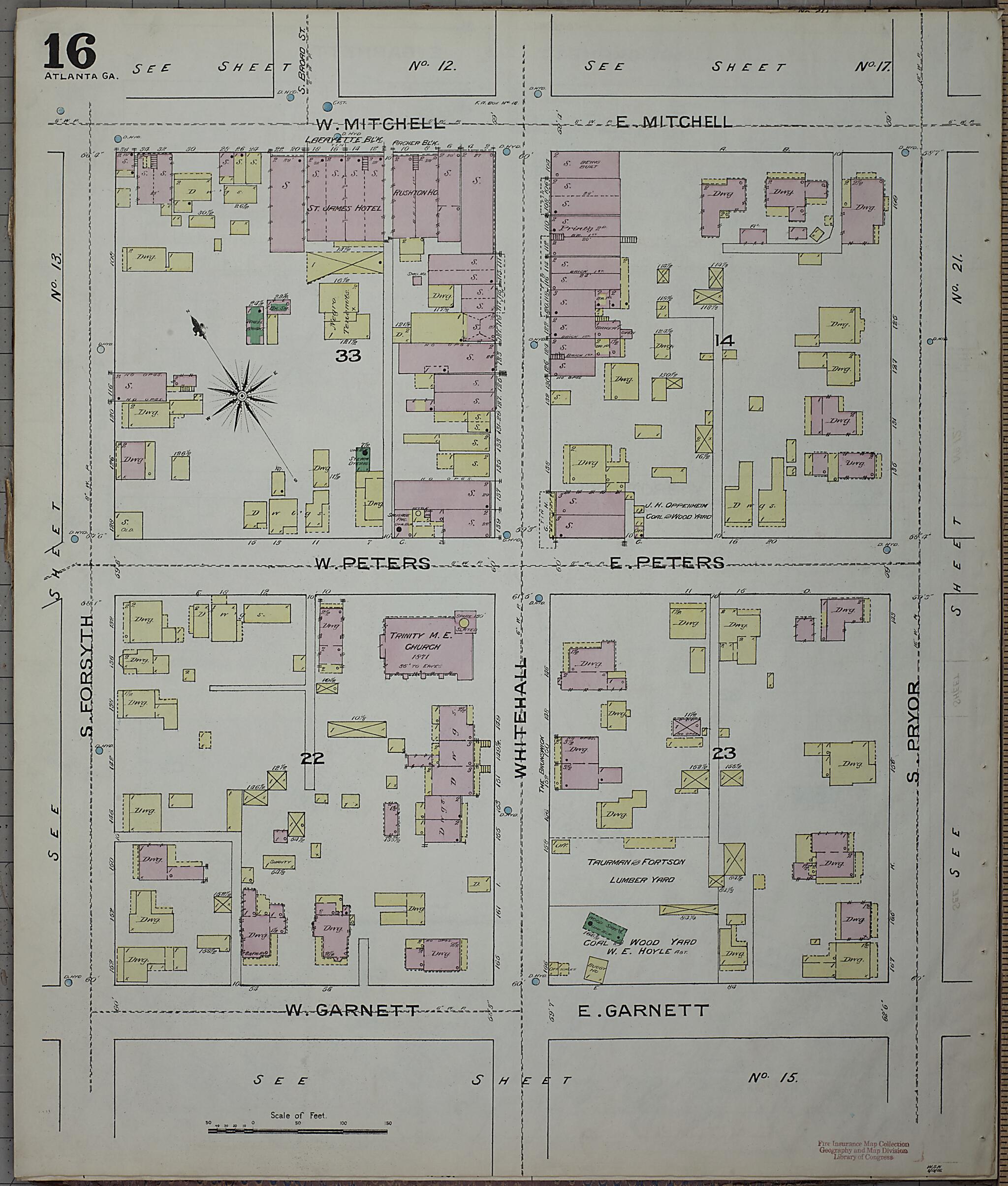 This old map of Atlanta, Fulton County, Georgia was created by Sanborn Map Company in 1886