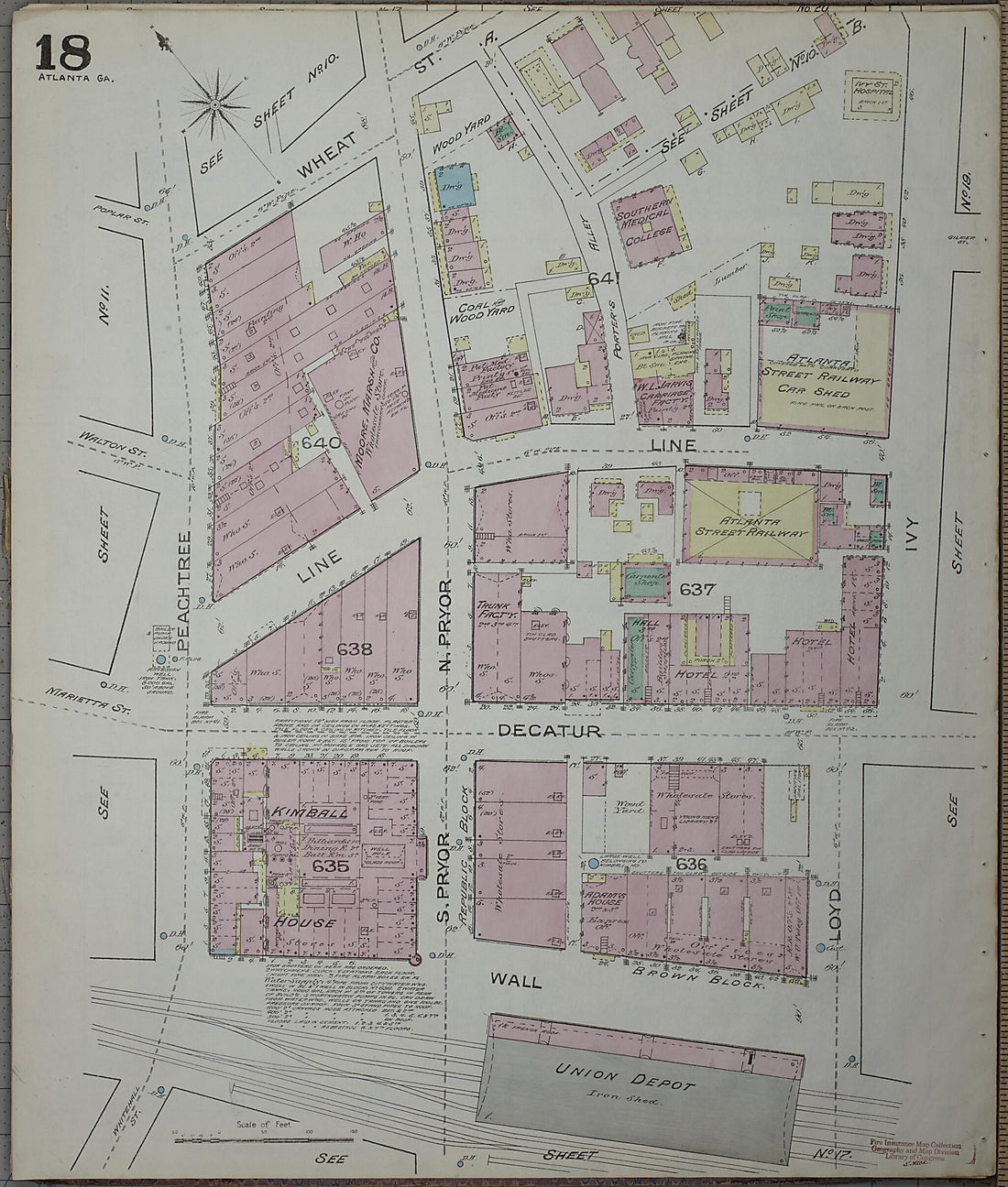 This old map of Atlanta, Fulton County, Georgia was created by Sanborn Map Company in 1886