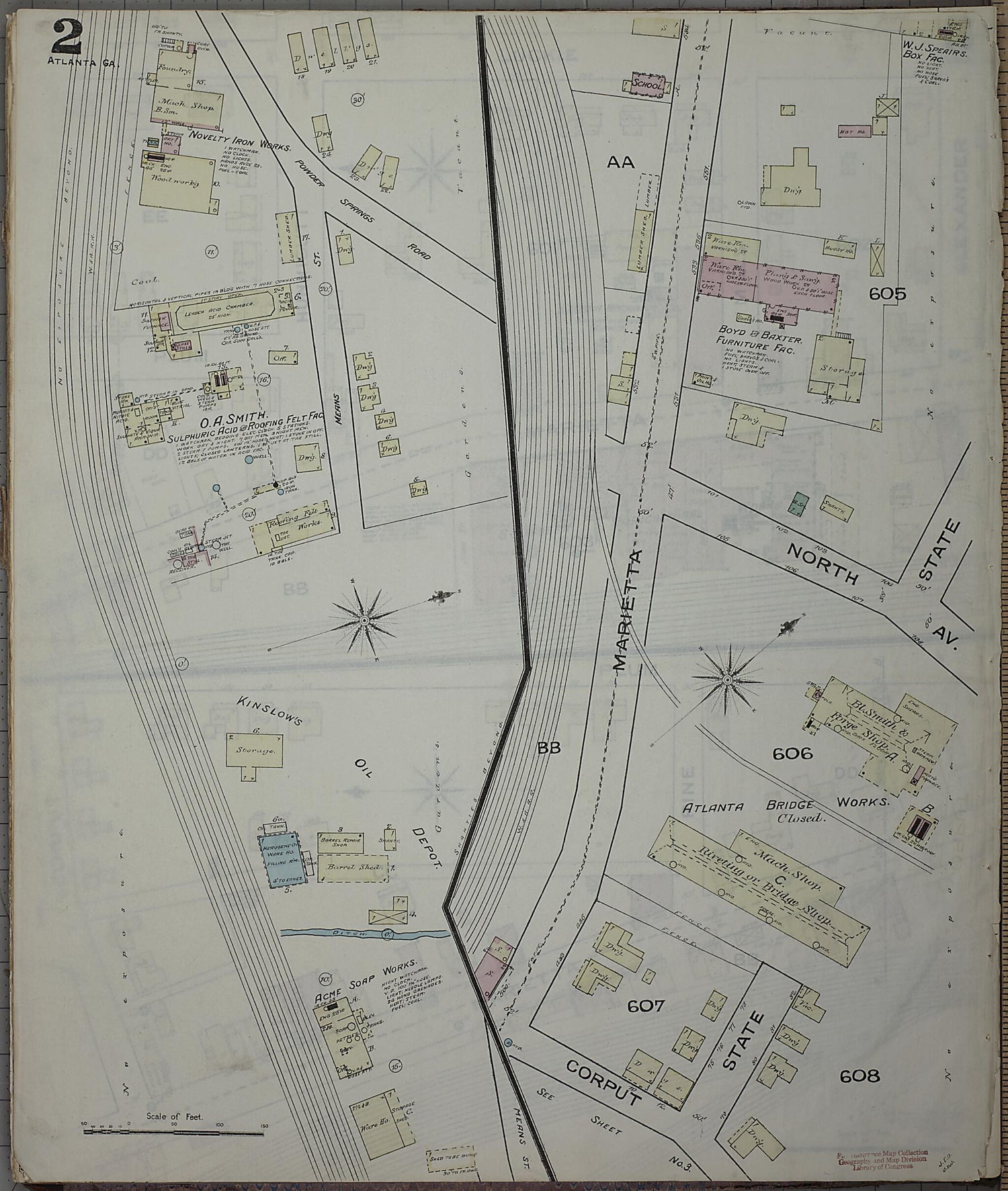 This old map of Atlanta, Fulton County, Georgia was created by Sanborn Map Company in 1886