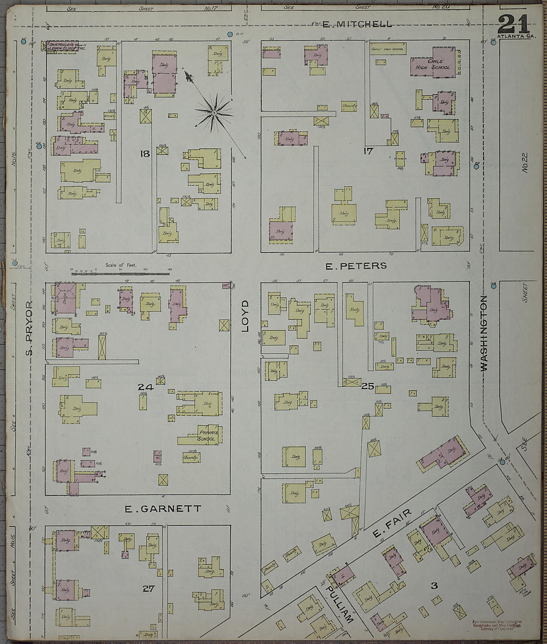 This old map of Atlanta, Fulton County, Georgia was created by Sanborn Map Company in 1886