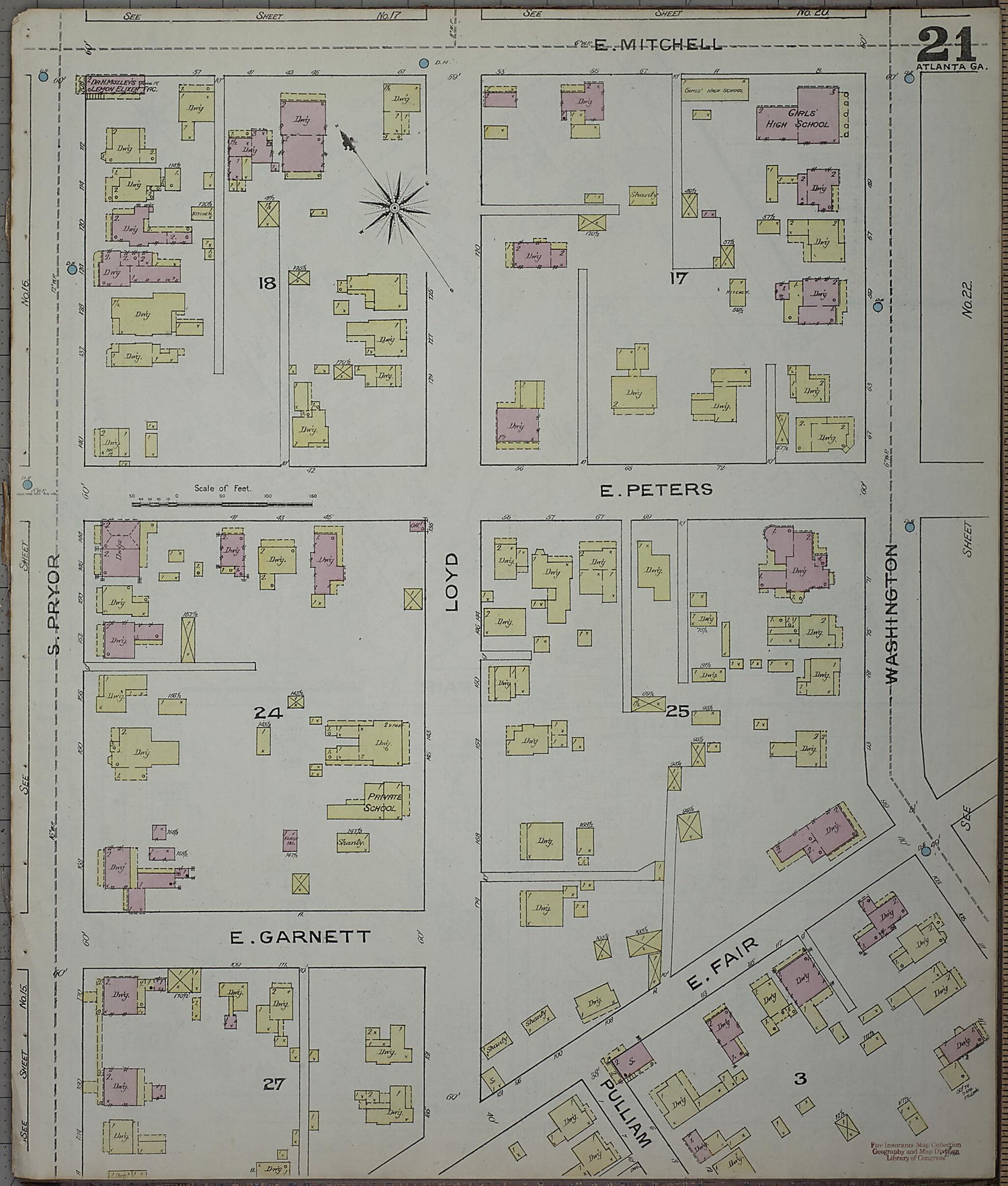 This old map of Atlanta, Fulton County, Georgia was created by Sanborn Map Company in 1886