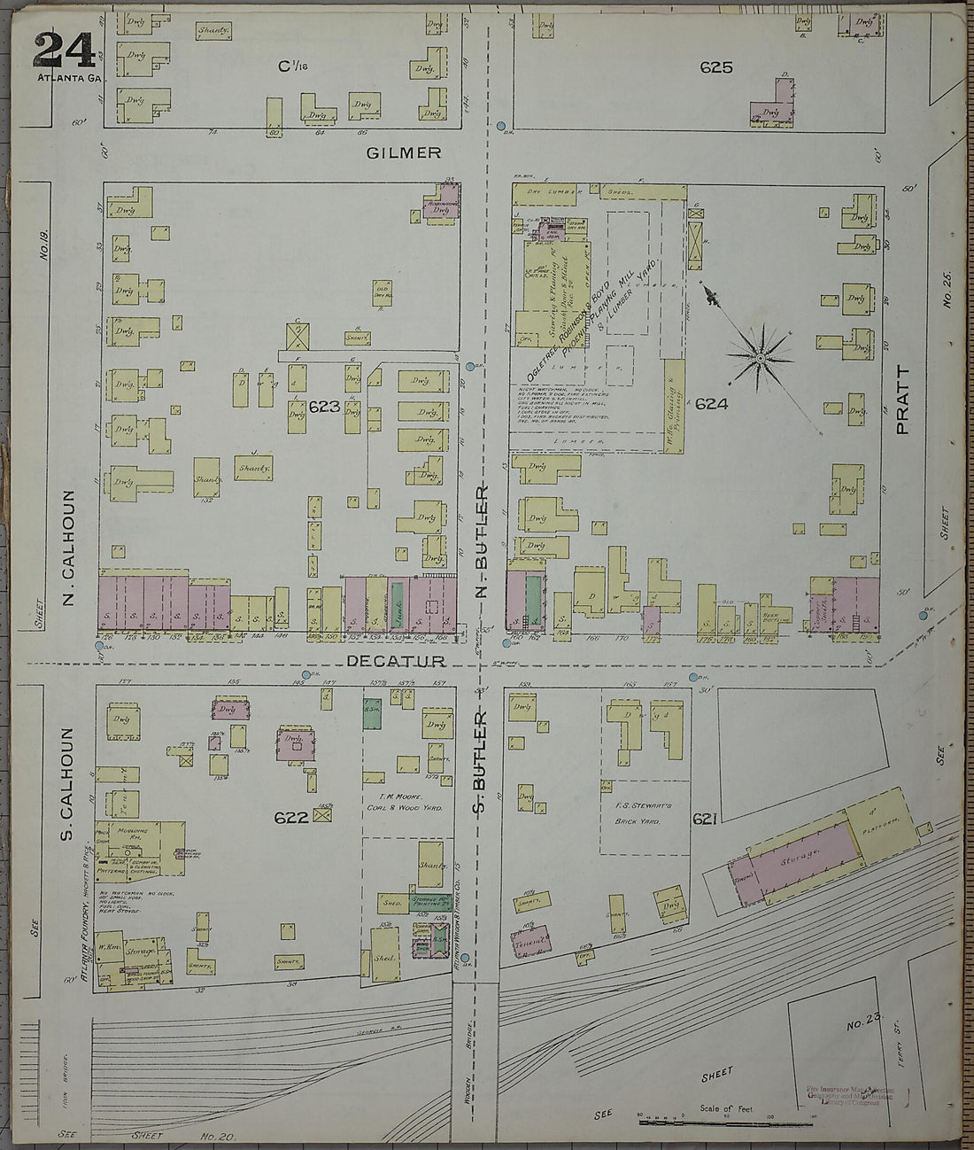 This old map of Atlanta, Fulton County, Georgia was created by Sanborn Map Company in 1886