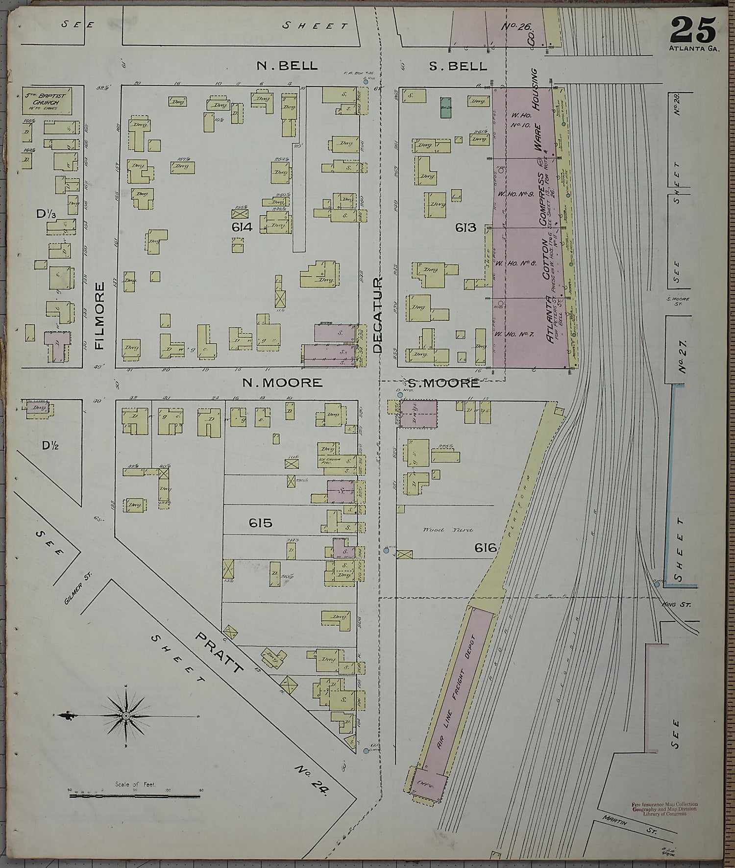 This old map of Atlanta, Fulton County, Georgia was created by Sanborn Map Company in 1886