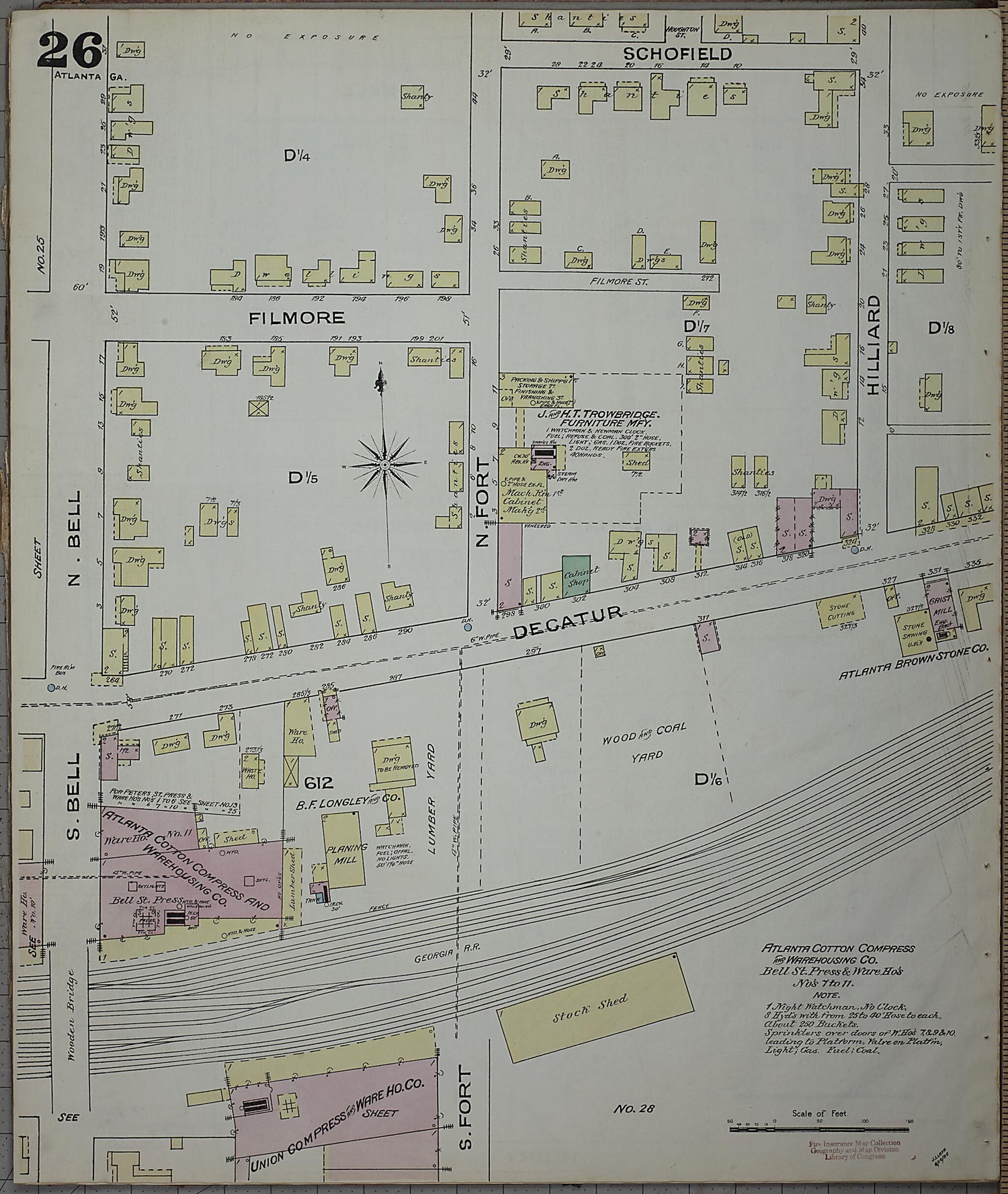 This old map of Atlanta, Fulton County, Georgia was created by Sanborn Map Company in 1886