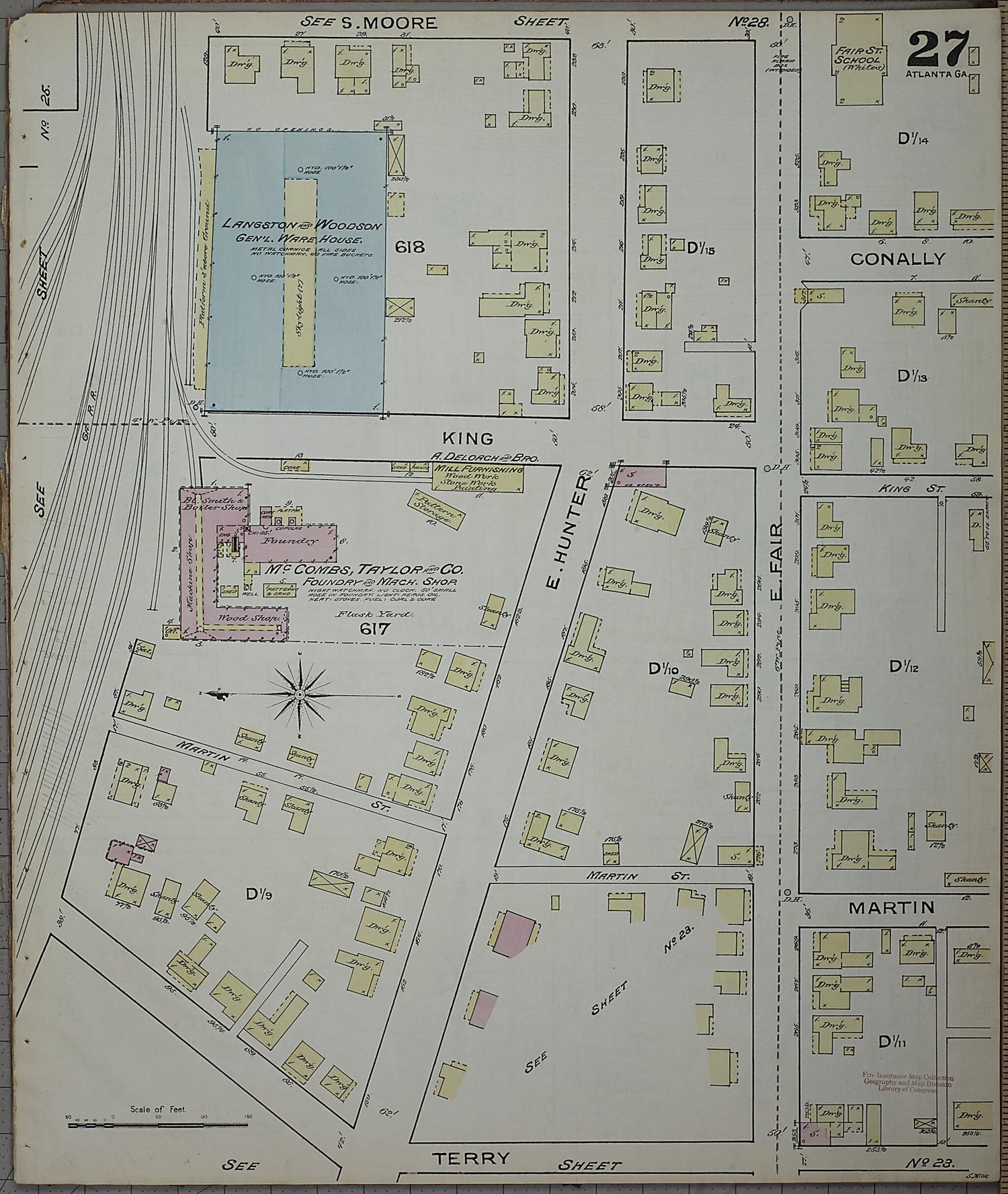 This old map of Atlanta, Fulton County, Georgia was created by Sanborn Map Company in 1886