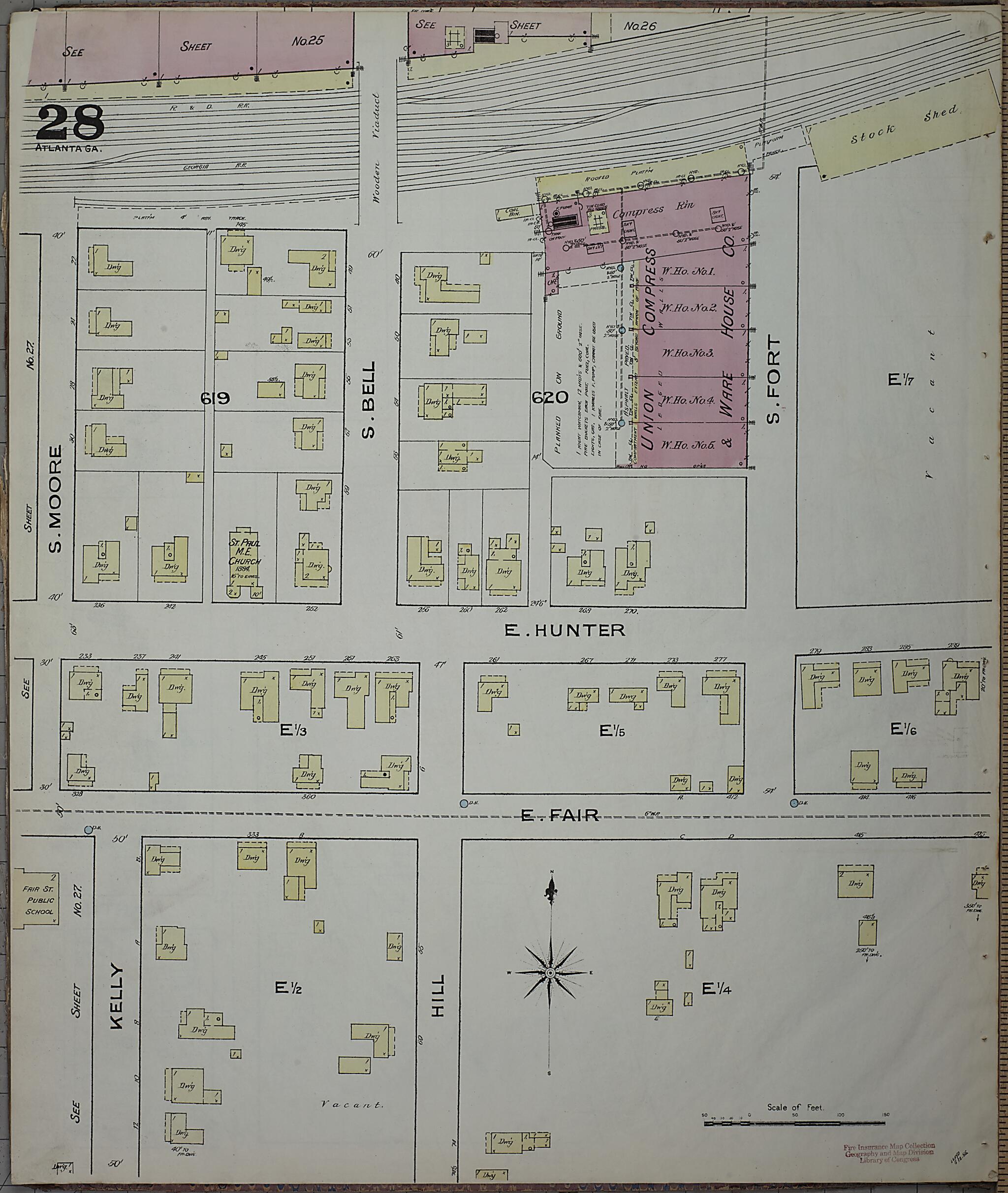 This old map of Atlanta, Fulton County, Georgia was created by Sanborn Map Company in 1886