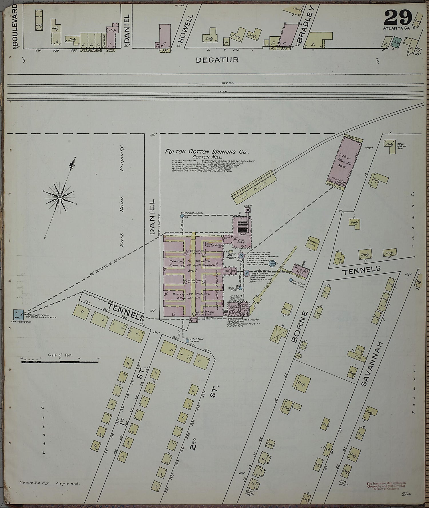 This old map of Atlanta, Fulton County, Georgia was created by Sanborn Map Company in 1886