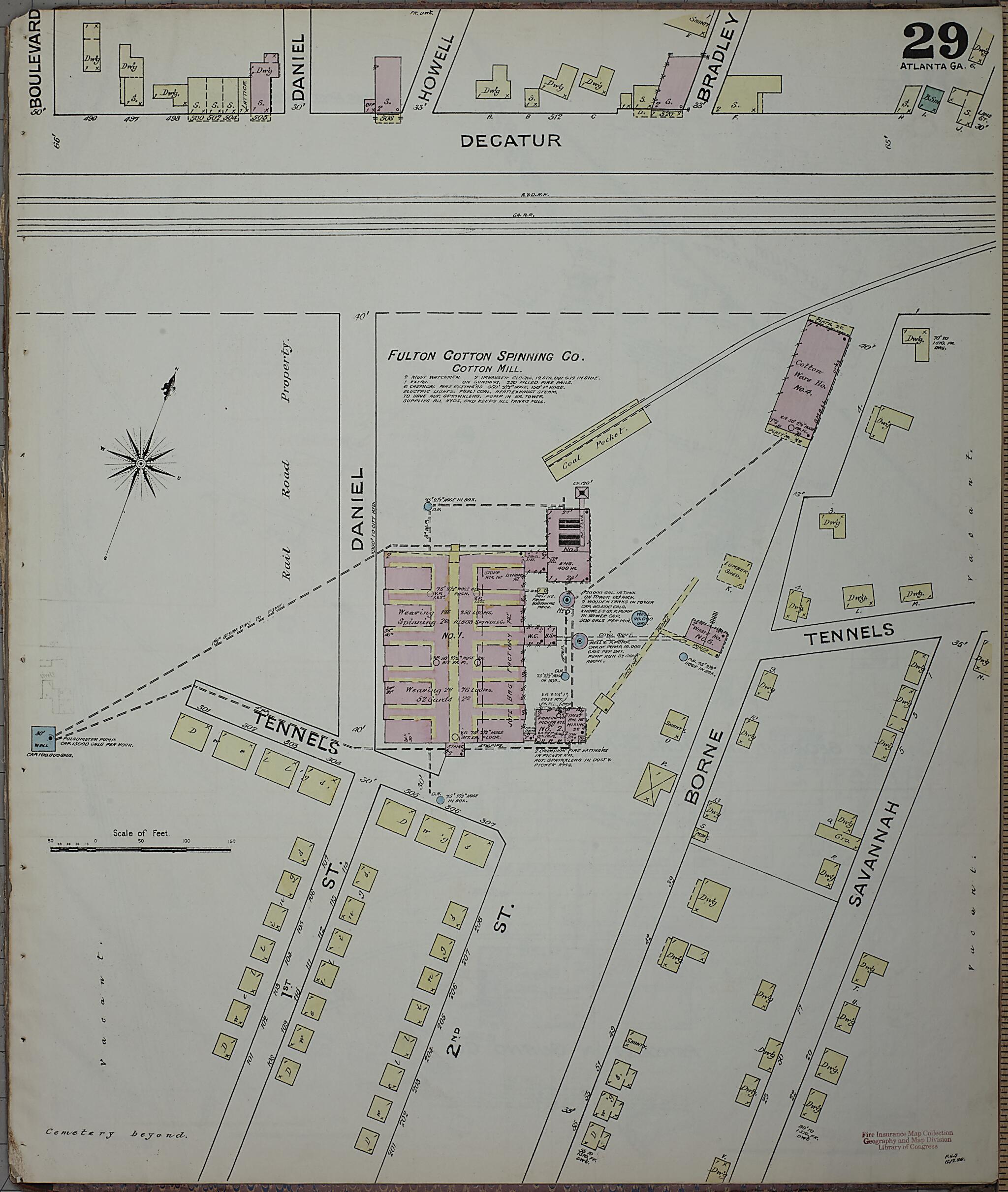 This old map of Atlanta, Fulton County, Georgia was created by Sanborn Map Company in 1886