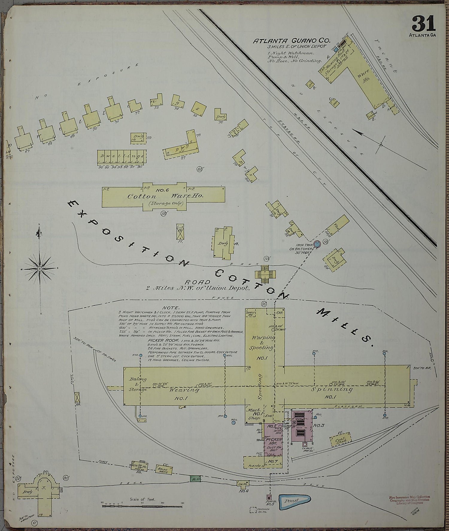 This old map of Atlanta, Fulton County, Georgia was created by Sanborn Map Company in 1886