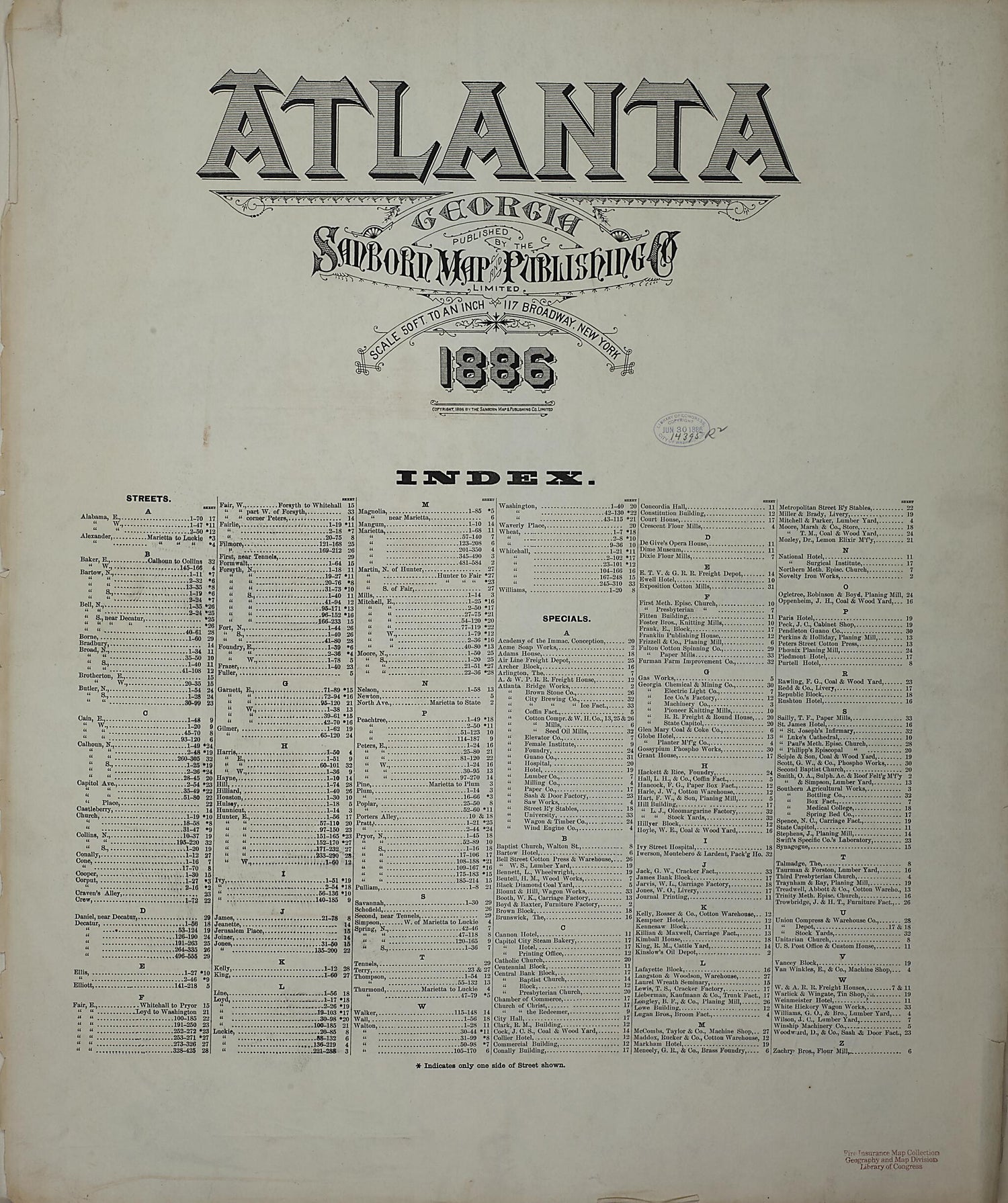 This old map of Atlanta, Fulton County, Georgia was created by Sanborn Map Company in 1886